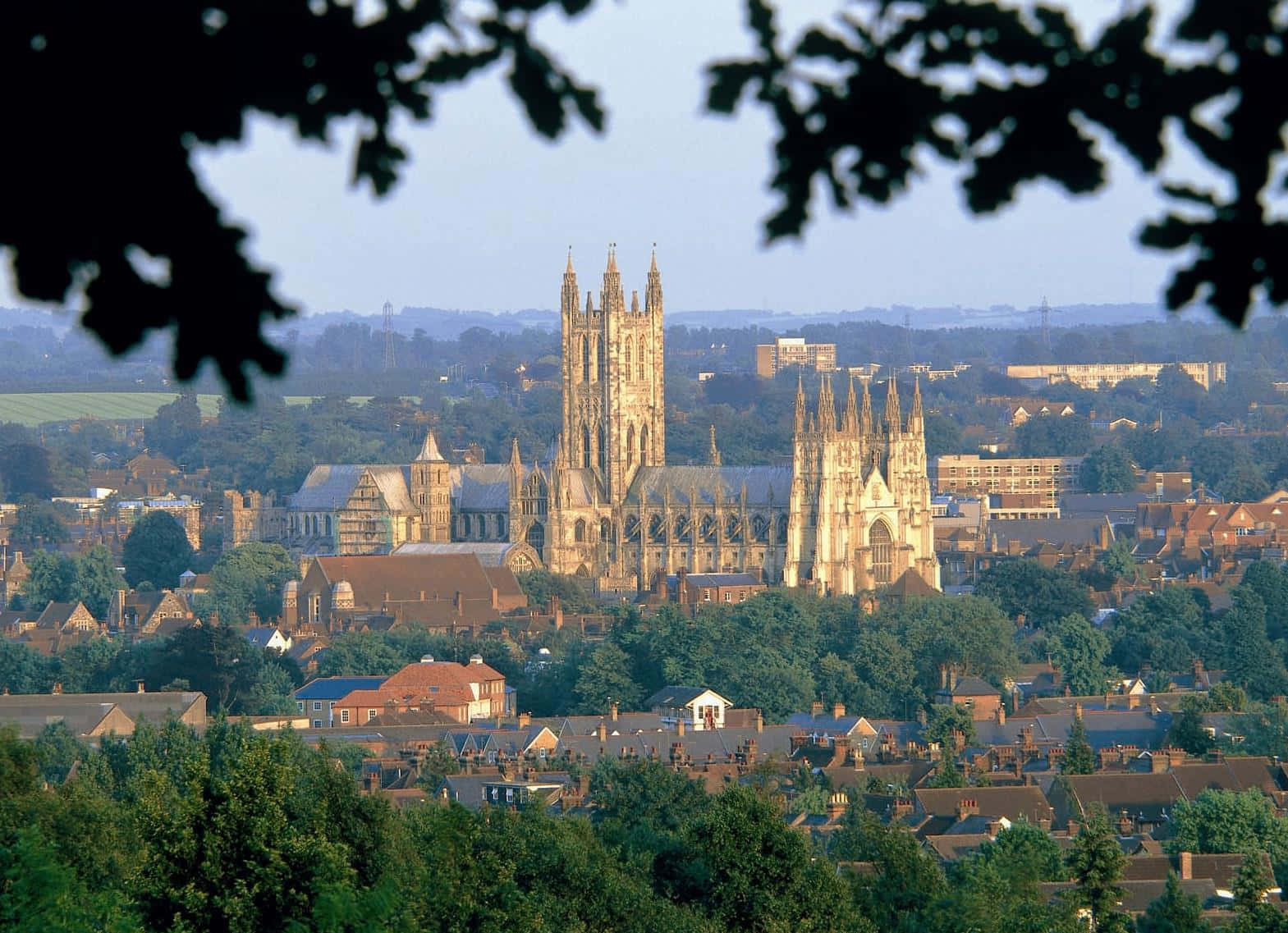 A Distant View Of The Canterbury Cathedral Wallpaper