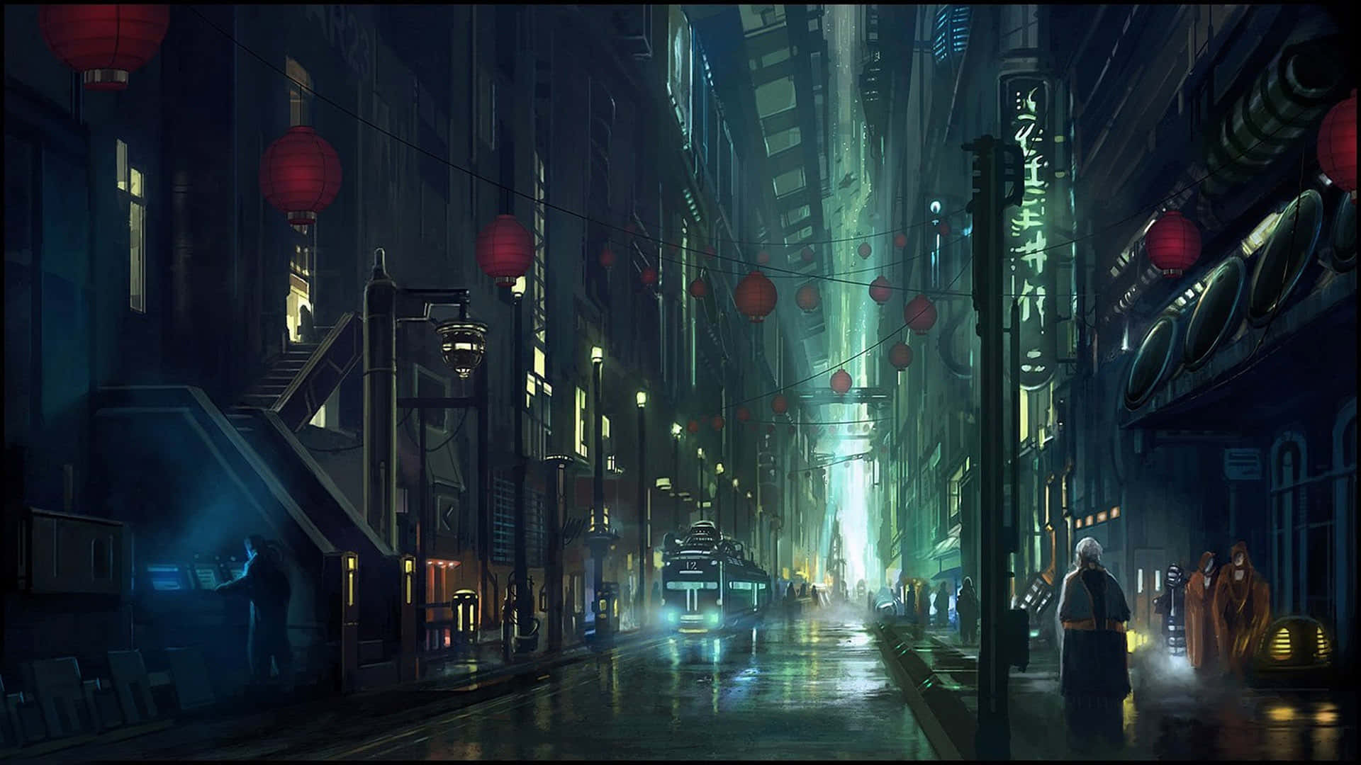 A Dystopian Cybernetic Cityscape Wallpaper