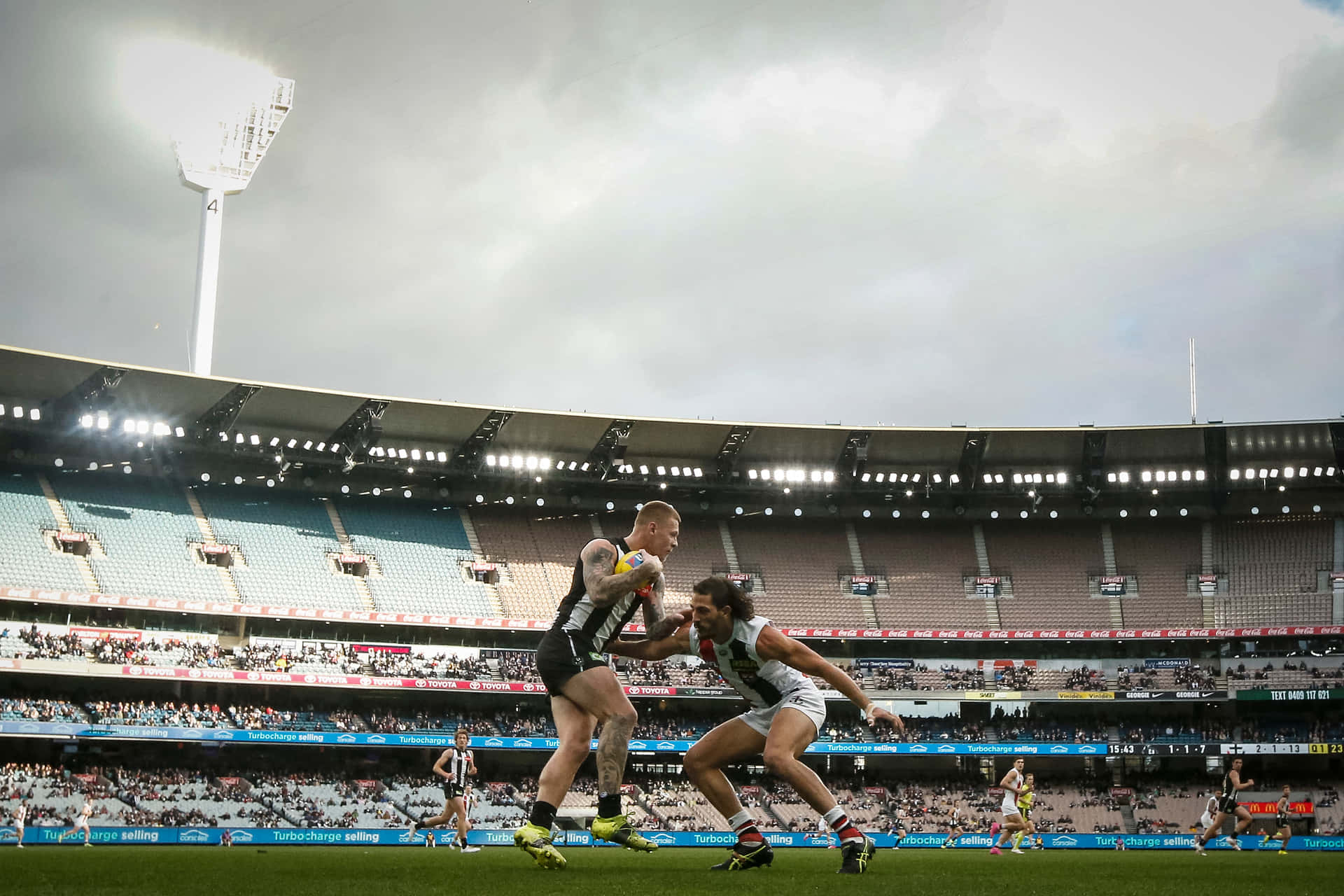 A F L Wedstrijd Actie Melbourne Cricket Ground Achtergrond