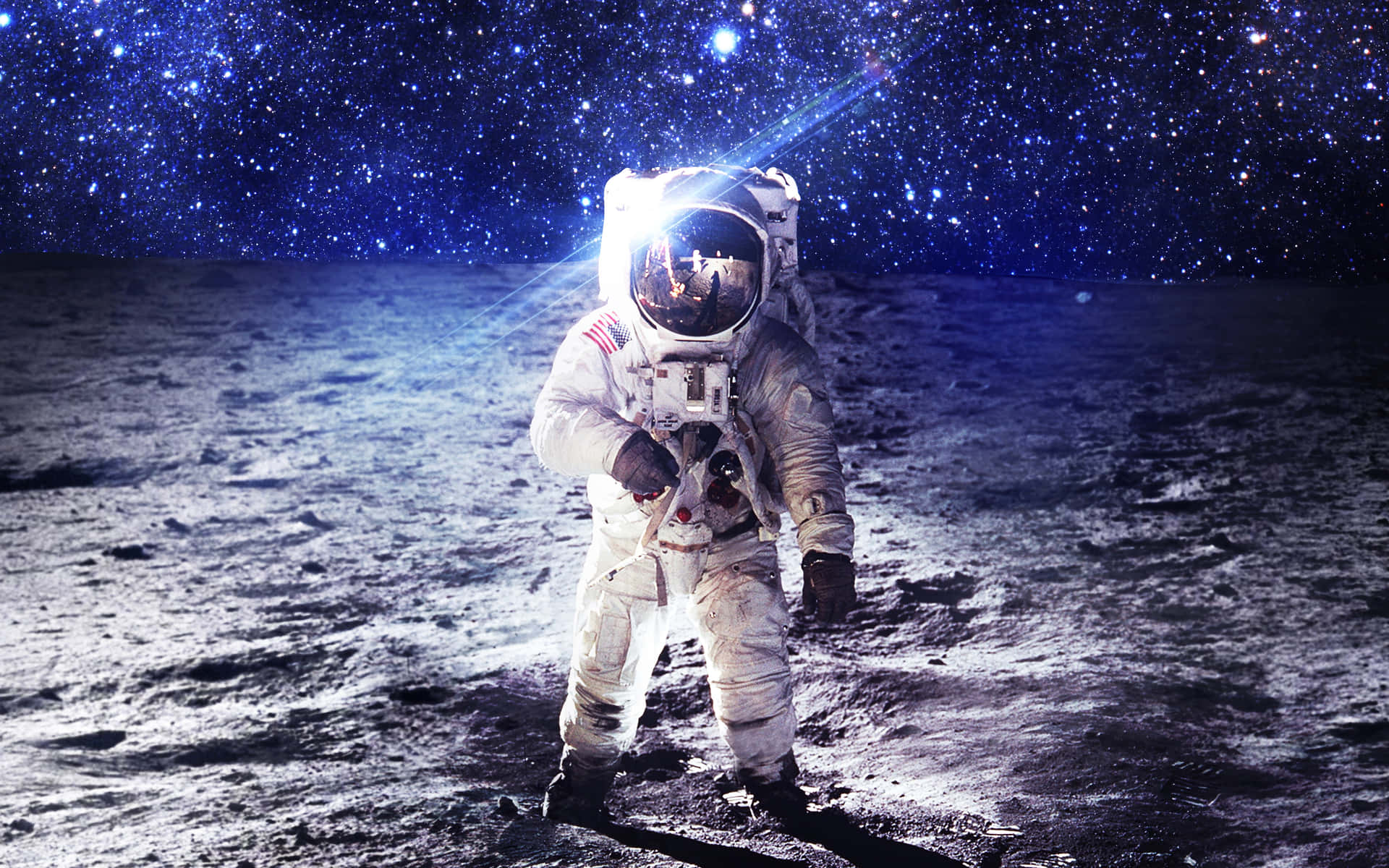 A Fearless Astronaut Exploring The Lunar Landscape. Wallpaper