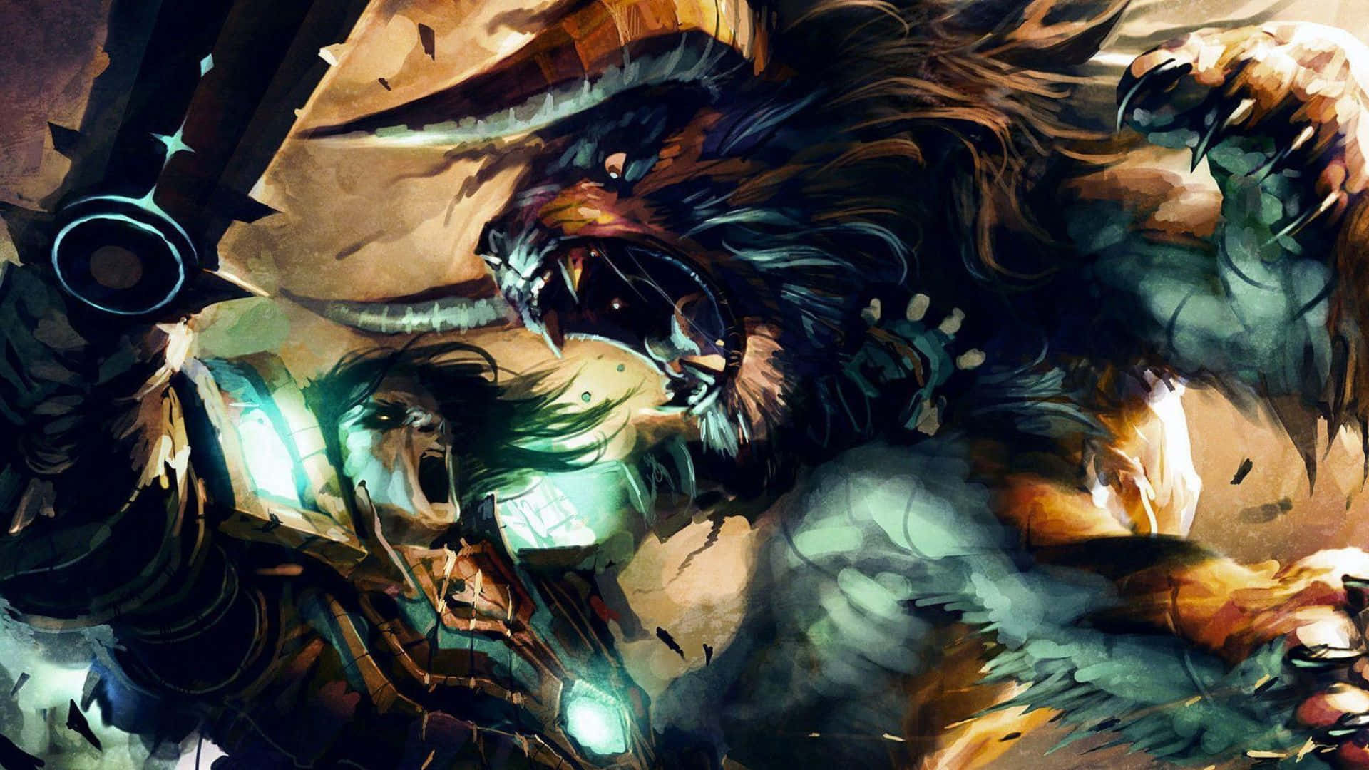 A Fierce World Of Warcraft Druid In Full Battle Gear. Wallpaper