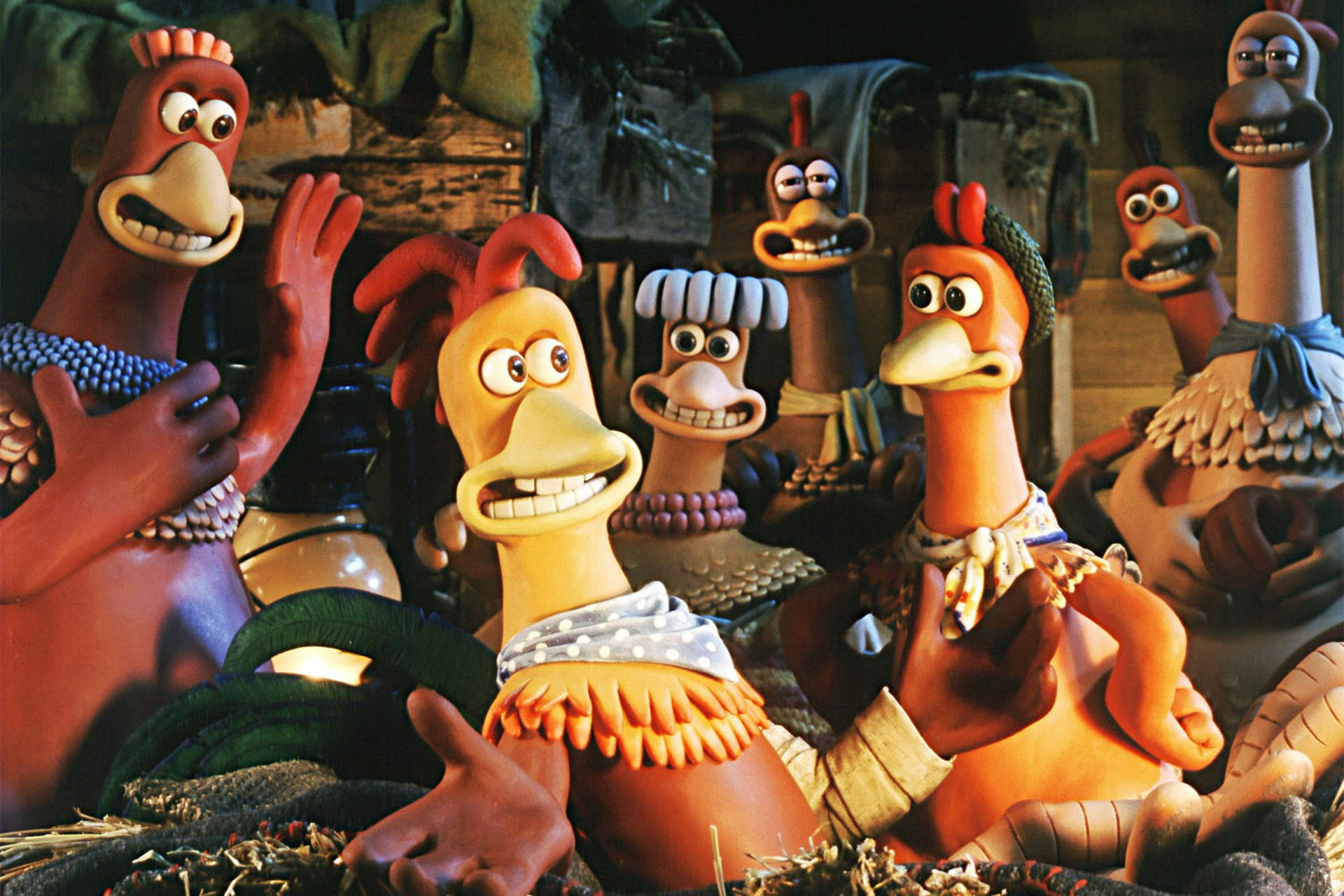 A Flock Of Chicken From The Chicken Run Movie Wallpaper