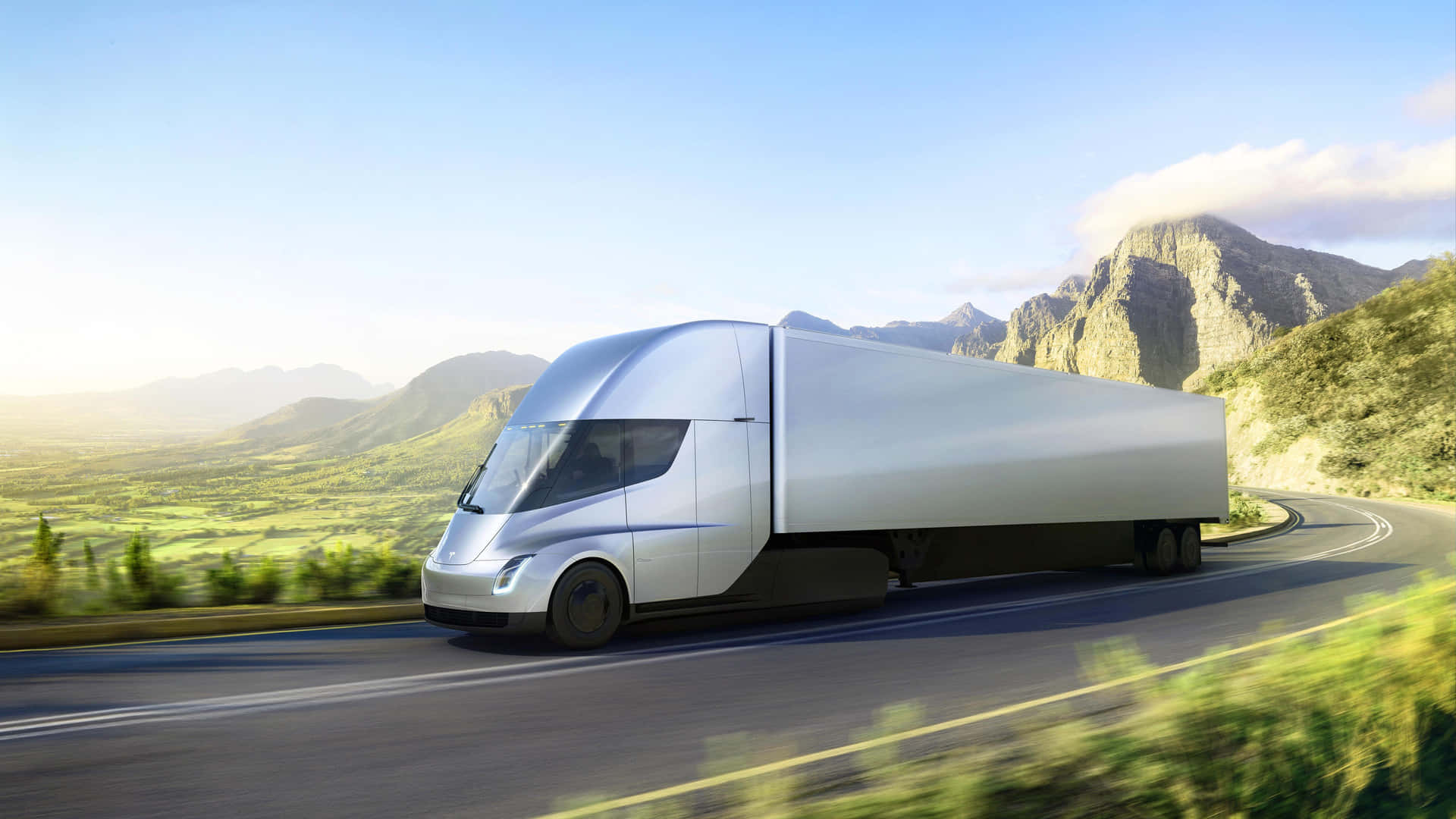 A Futuristic Vision Of Trucking - The Tesla Semi Wallpaper