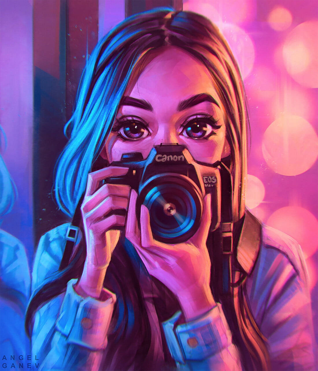 A Girl With A Dslr Camera Wallpaper