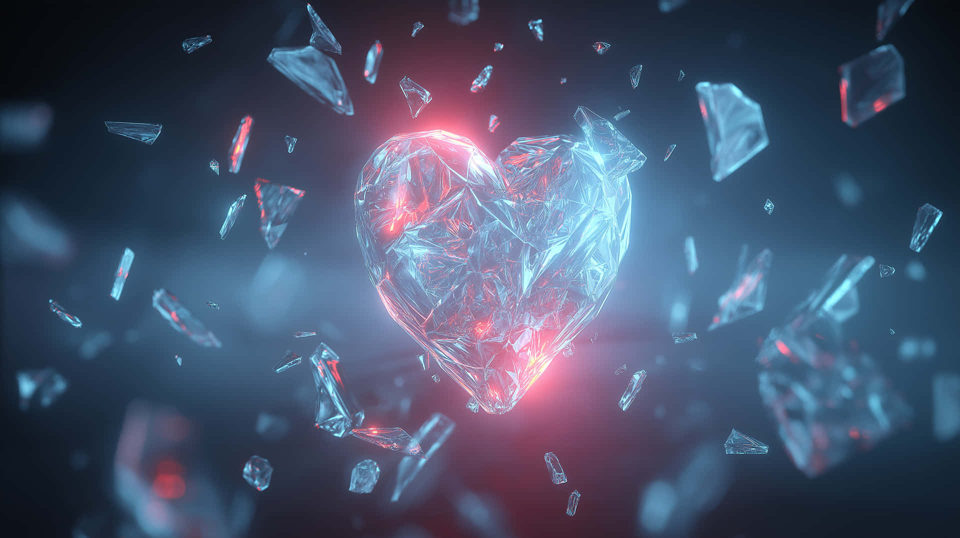 A Glowing Crystal Heart Floating In Darkness Wallpaper