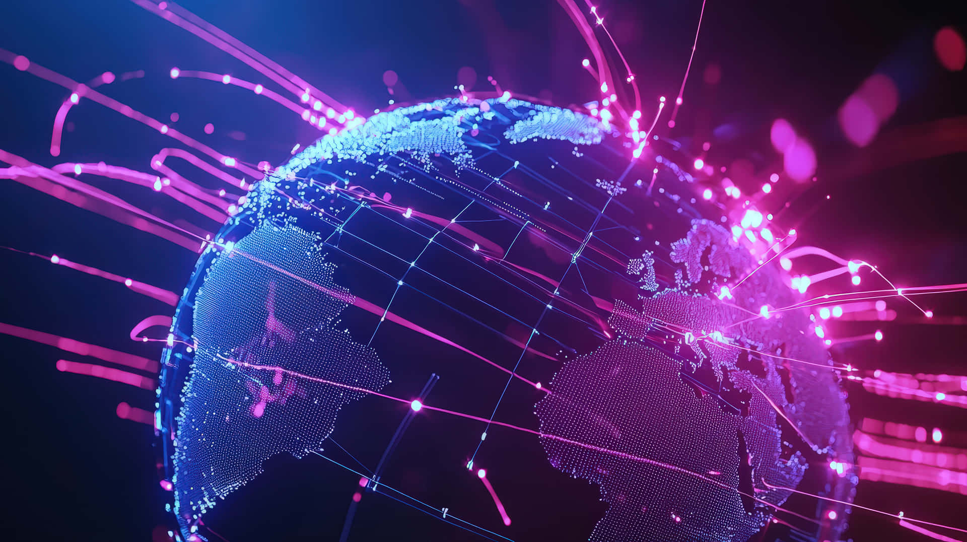 A Glowing Digital Representation Of Earth With Interconnected Data Streams Wallpaper