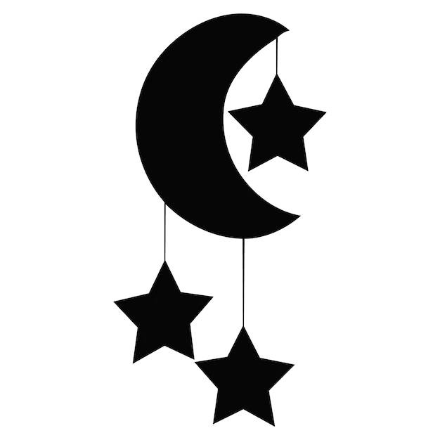 A Hanging Moon And Black Star Wallpaper