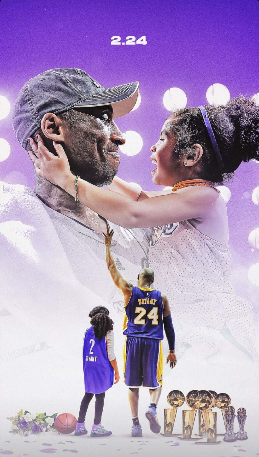 A Heartfelt Tribute: Kobe Bryant And His Daughter Gigi Smiling Together Wallpaper