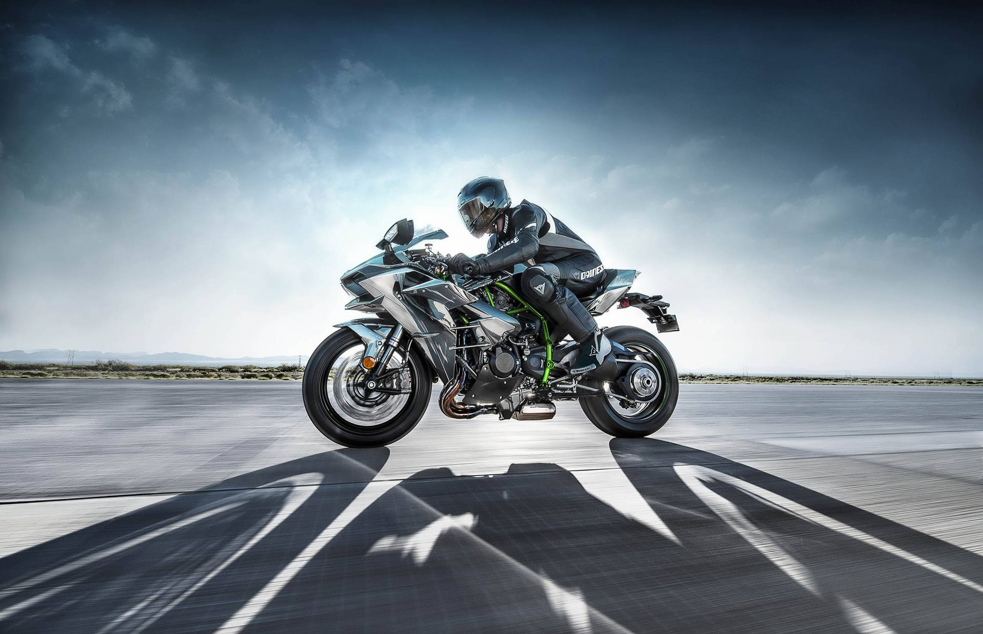 A High-powered Kawasaki H2r In Its Full Glory Wallpaper