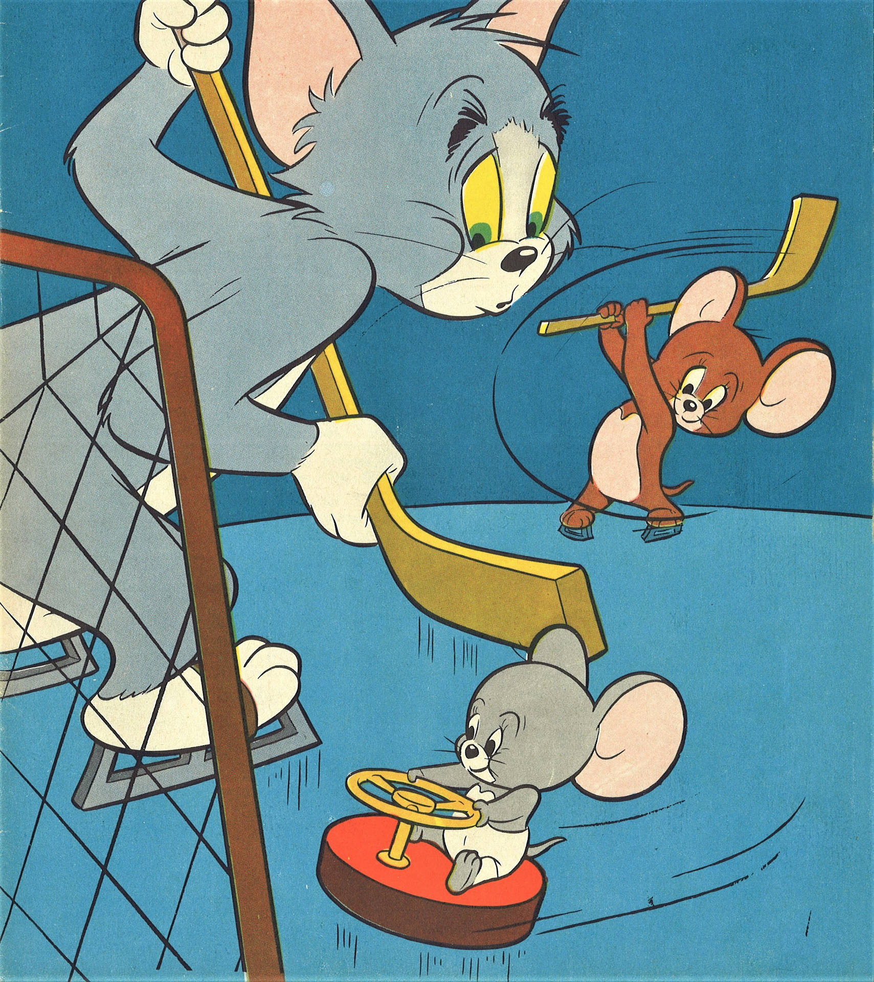 A Hockey Game Between Tom And Jerry Aesthetic Wallpaper