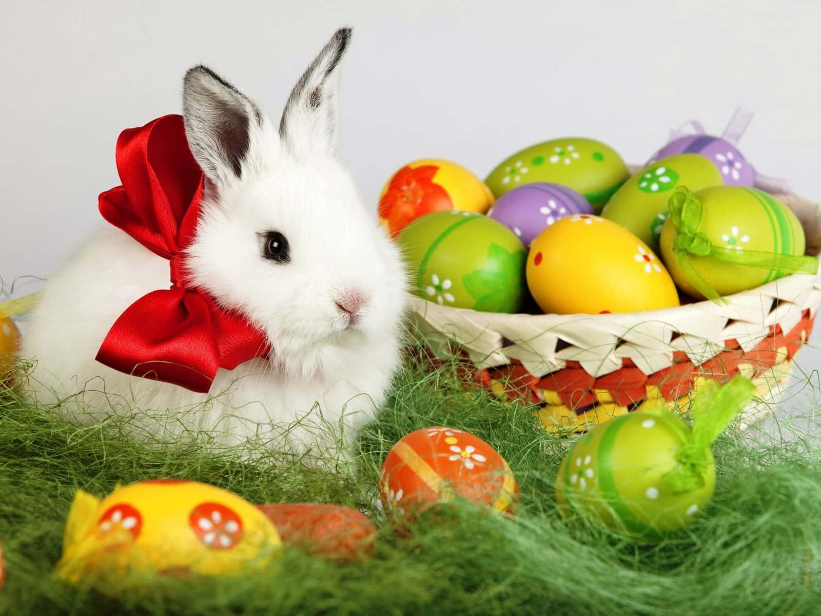 A Jovial Easter Bunny Amidst A Vibrant Easter Celebration.