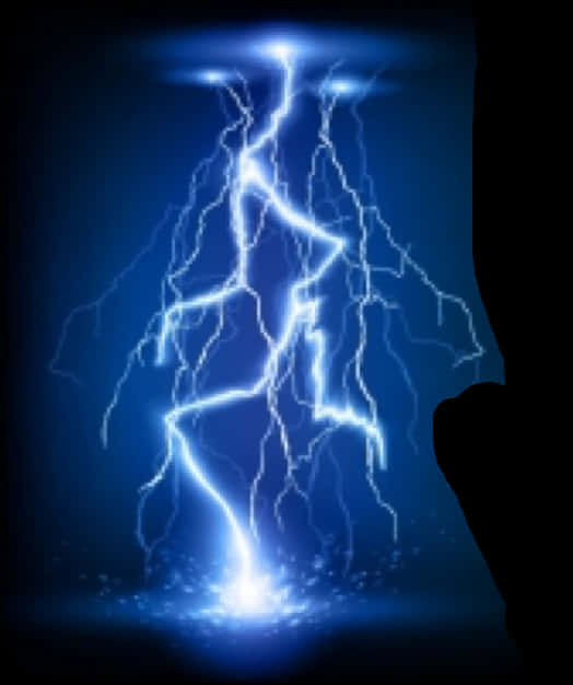 A Lightning Striking A Blue Background PNG