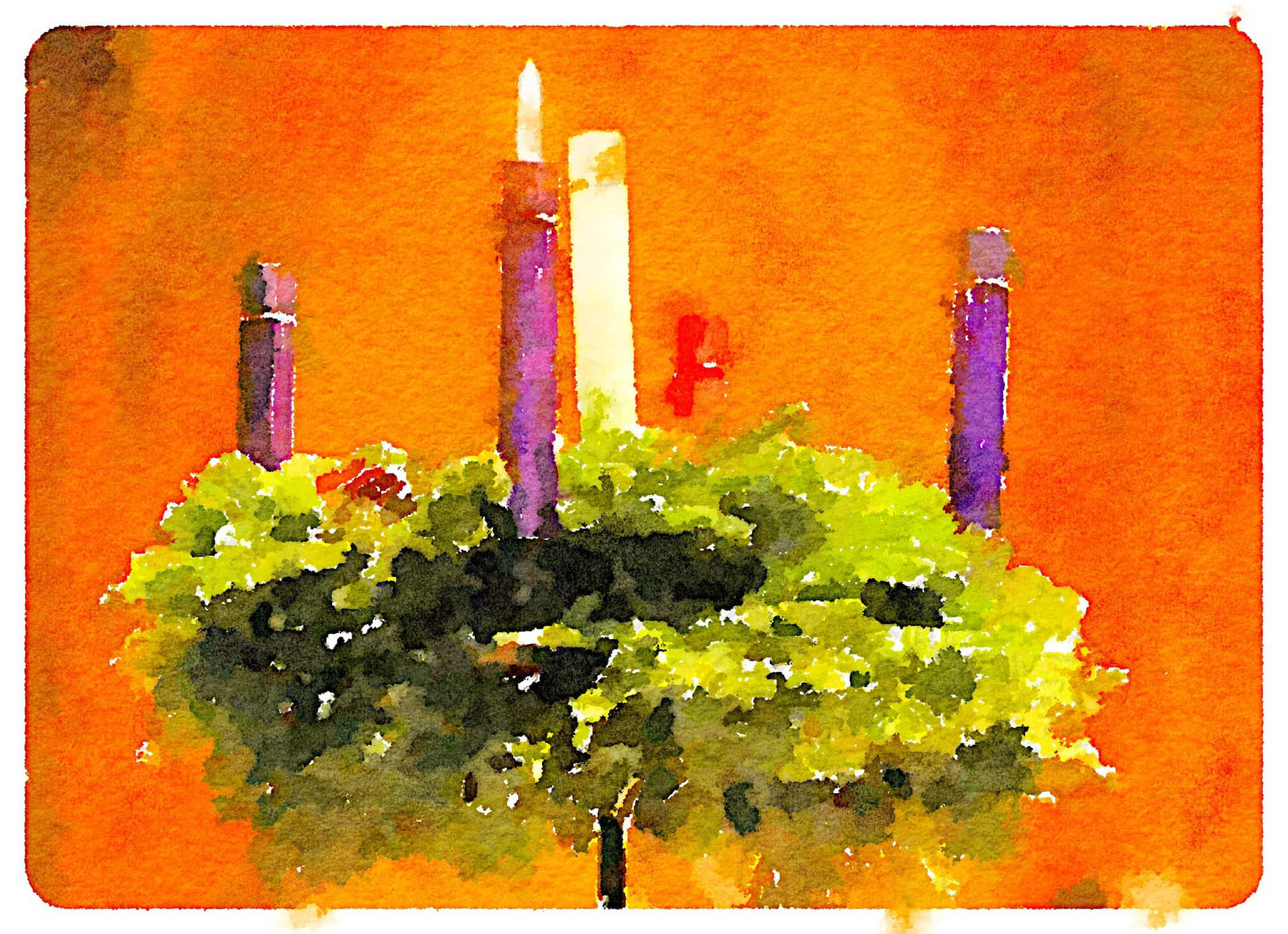 A Lit Purple Advent Candle On A Serene Advent Sunday. Wallpaper