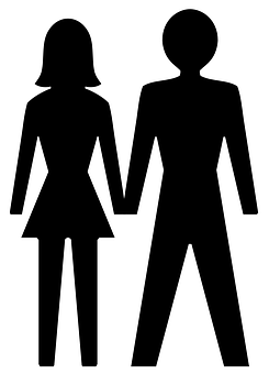 A Man And Woman Silhouettes Holding Hands PNG