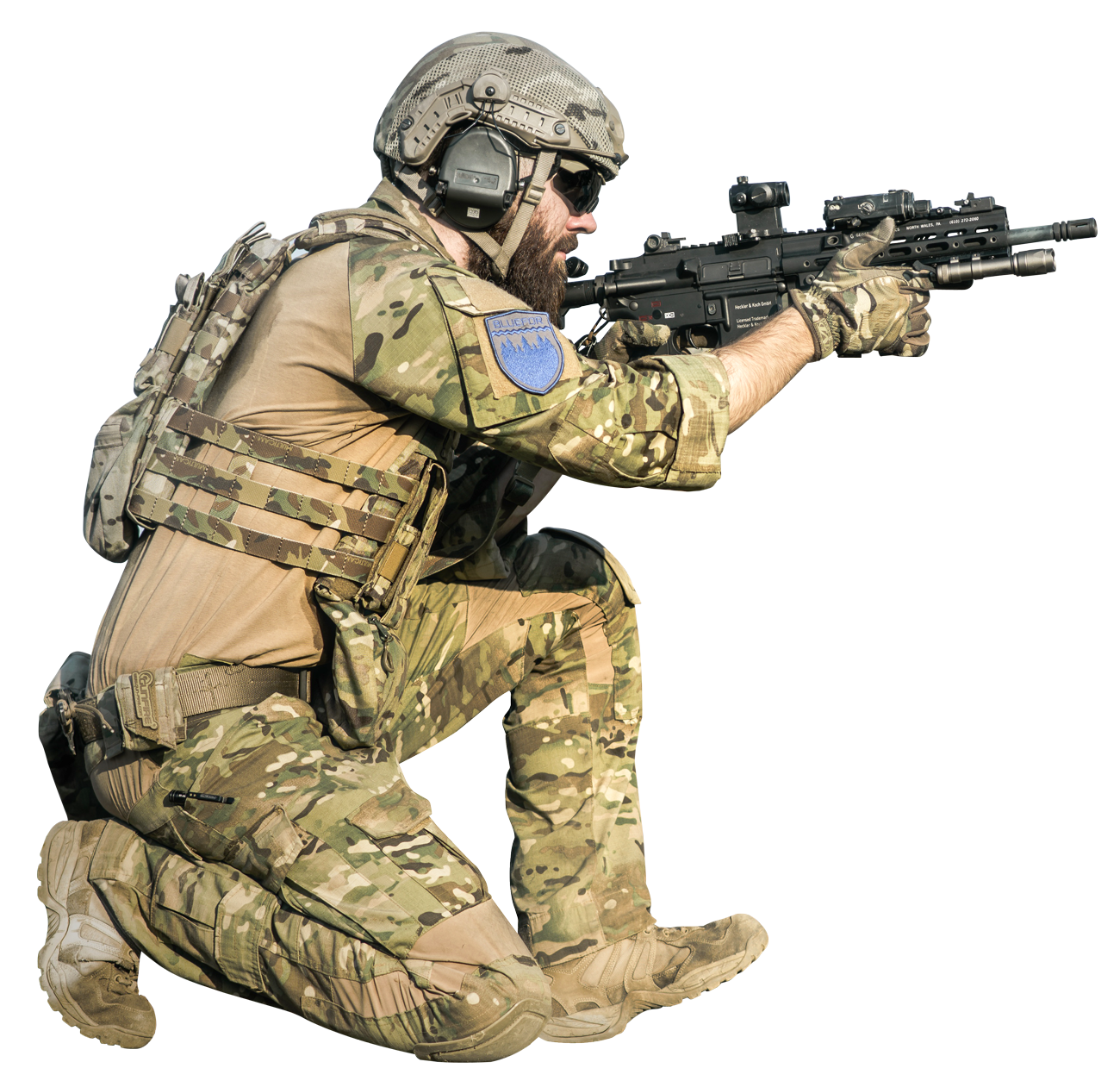 A Man In Military Uniform Holding A Gun PNG