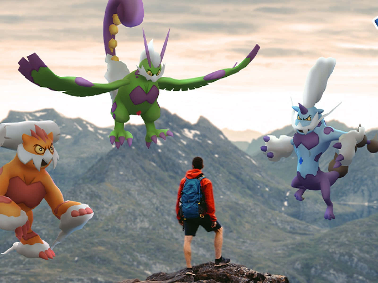 A Man In The Mountains With Tornadus Wallpaper