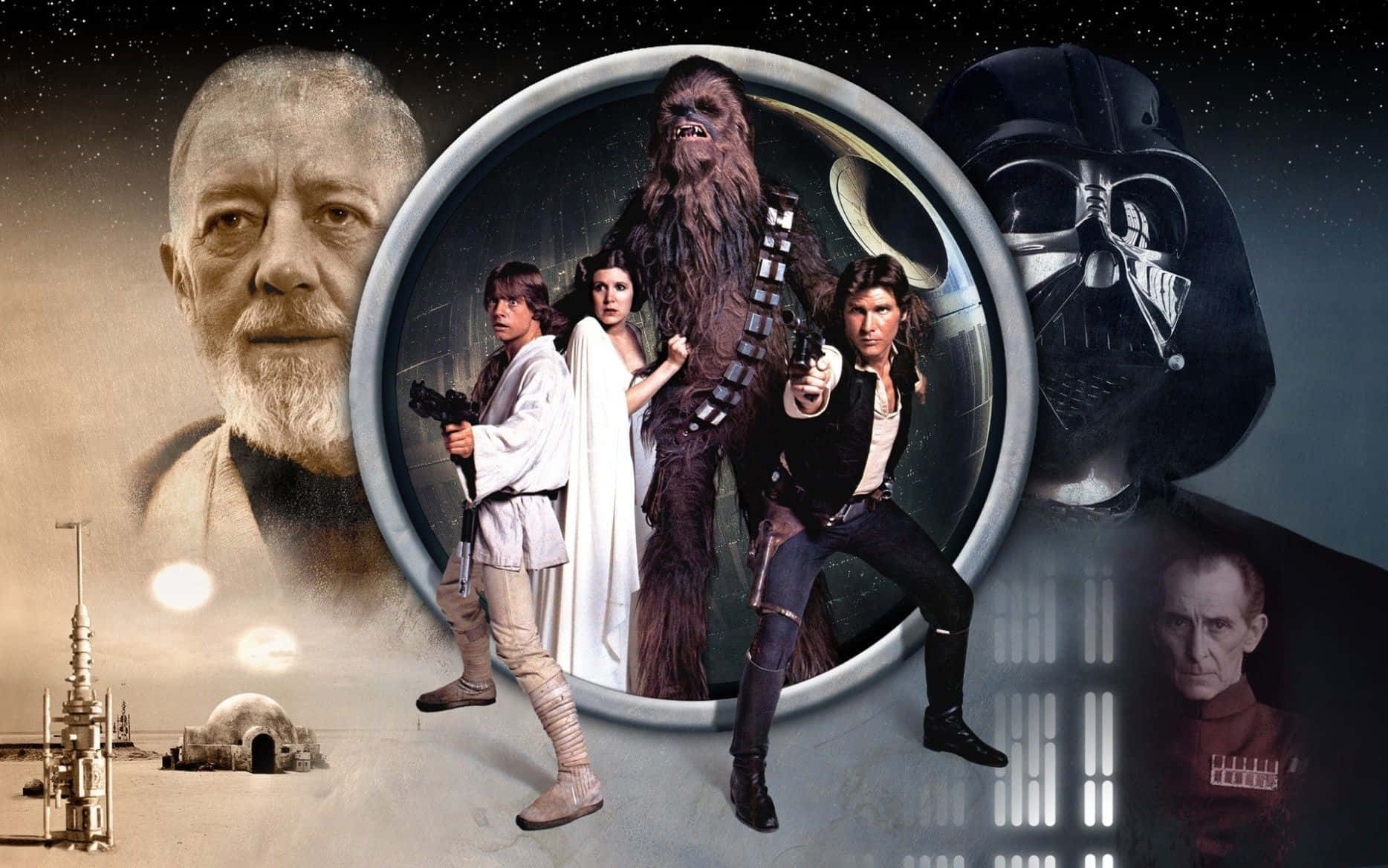 Luke Skywalker staring at the Skywalker Family Homestead on Tatooine Wallpaper
