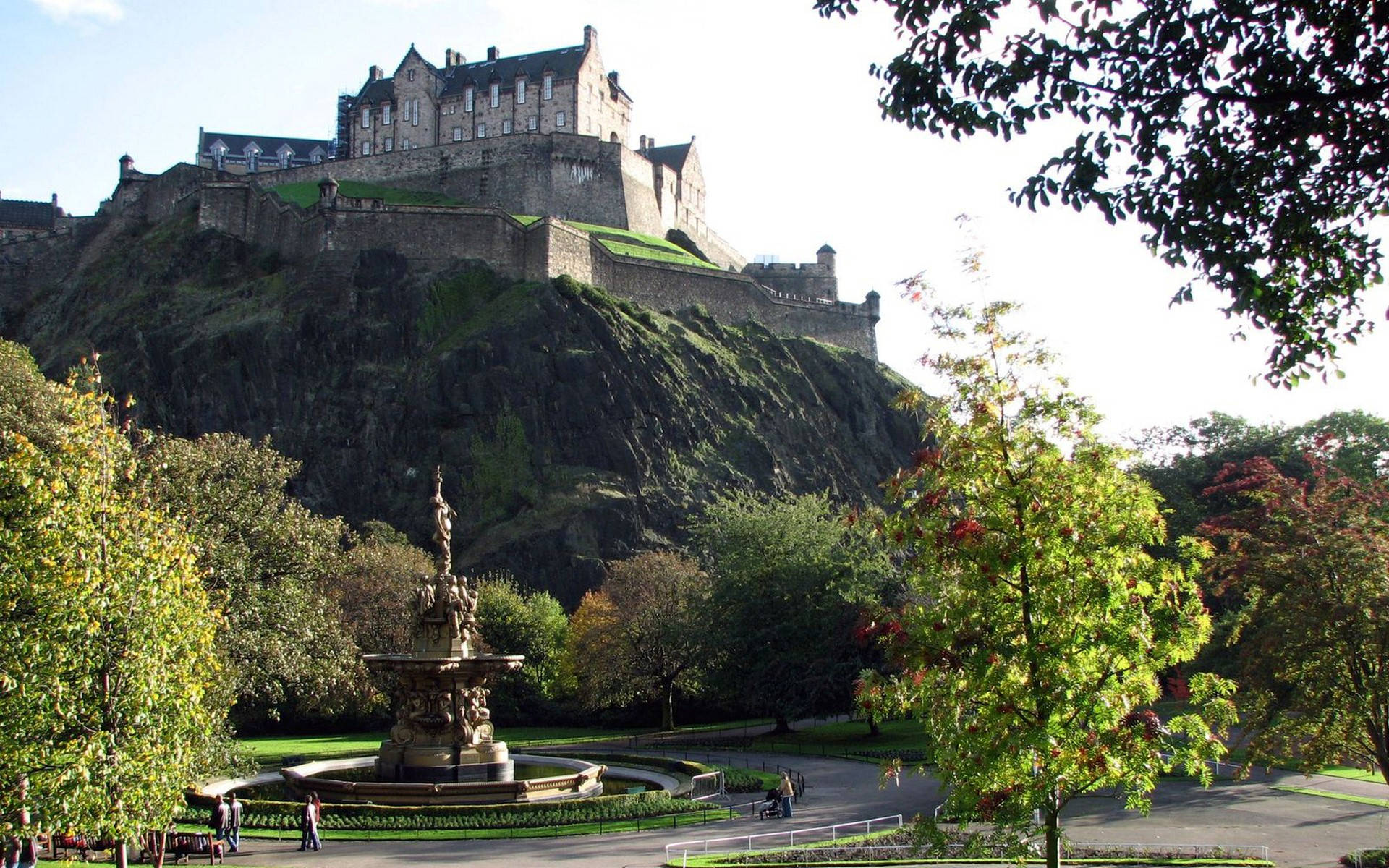 A Park Below Edinburgh Castle Wallpaper