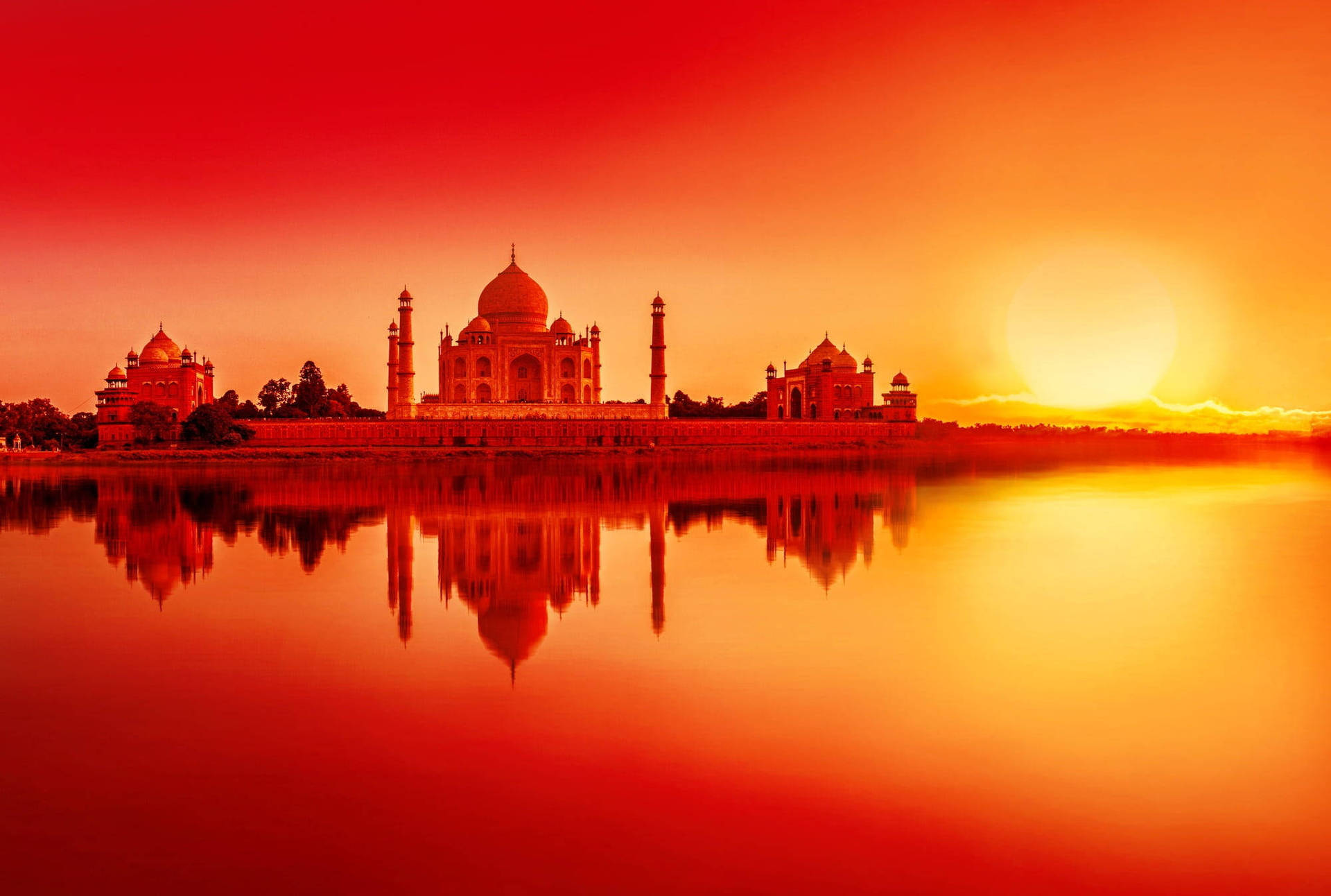 A Picturesque Scene Of The Taj Mahal Wallpaper