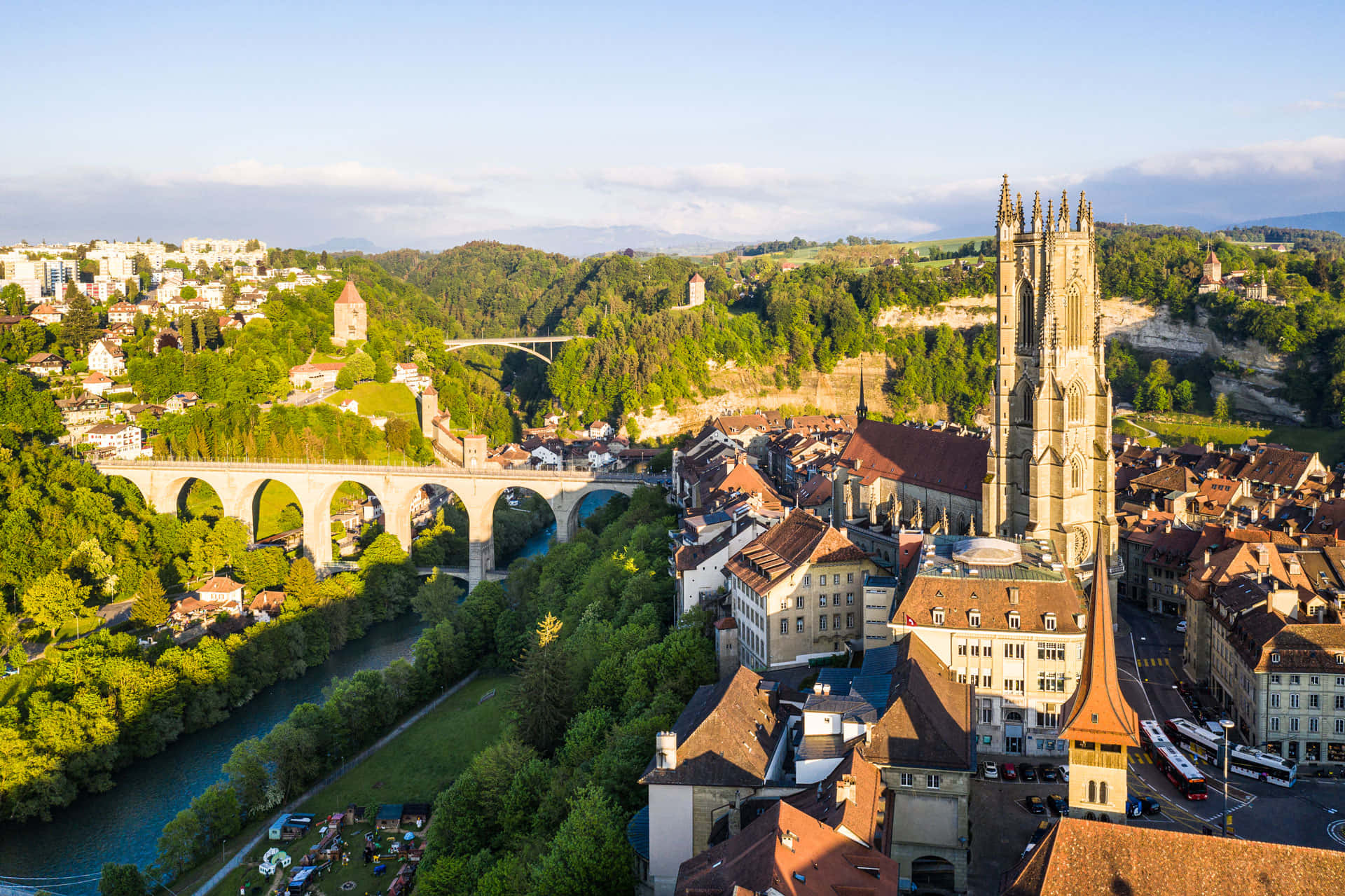 A Picturesque View Of Fribourg, Switzerland Wallpaper