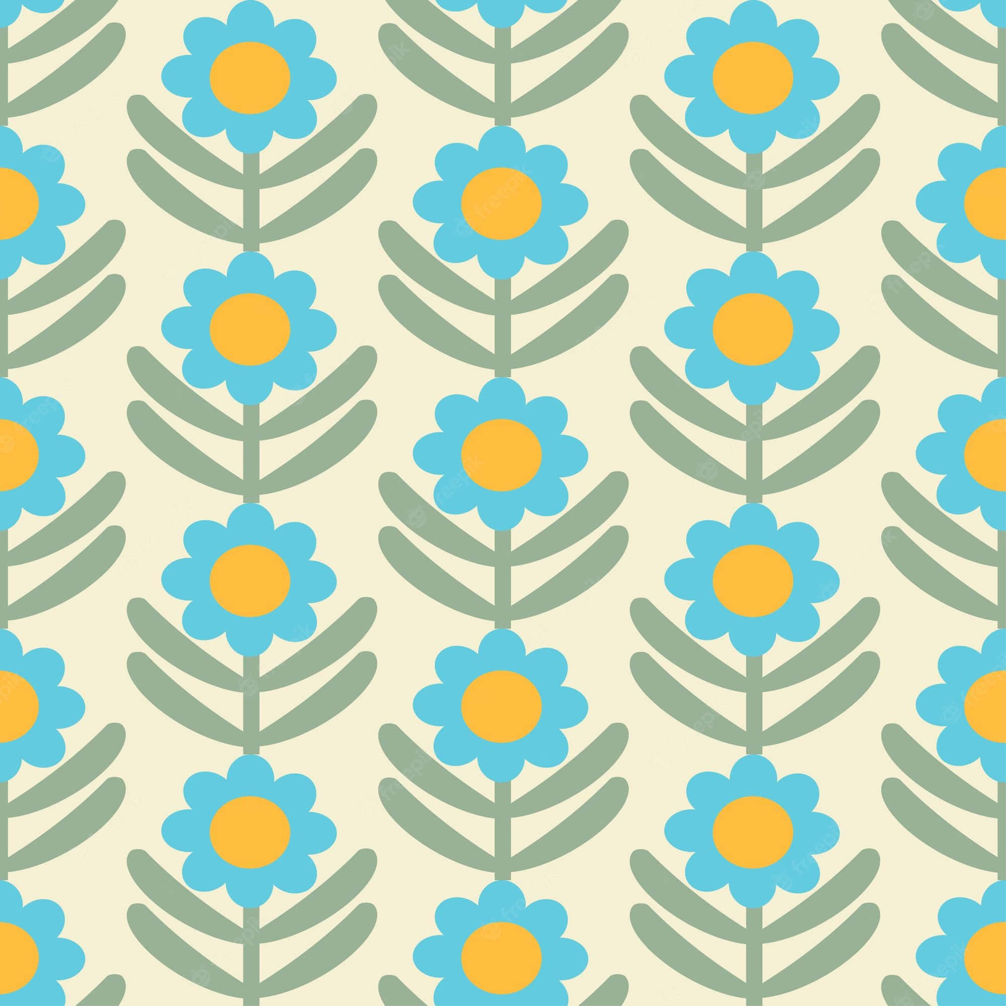 A Piece Of Time - Retro Floral Design Wallpaper