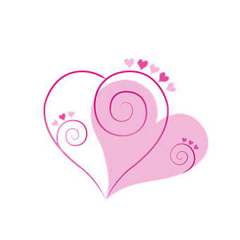 A Pink And Pink Heart With Swirls PNG