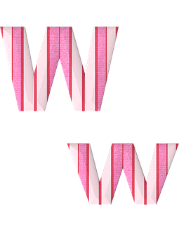 A Pink And White Striped Letters PNG