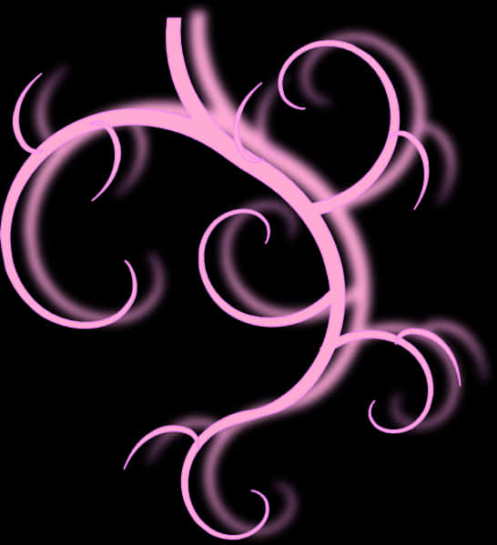 A Pink Swirly Design On A Black Background PNG
