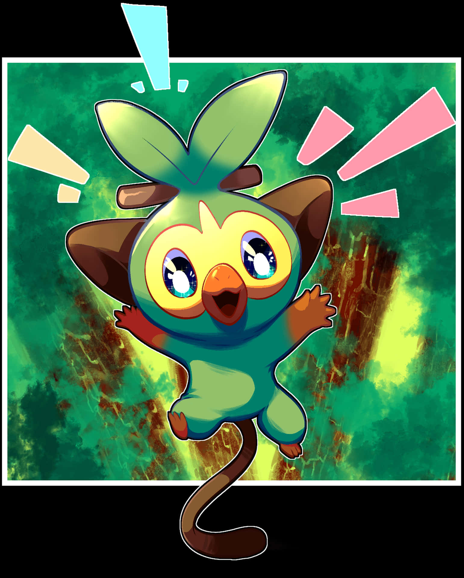 A Playful Grookey - Pokemon Character In A Beautiful Sunshine Forest Wallpaper