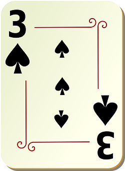 A Playing Card With A Number Of Spades And Three PNG