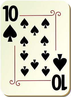 A Playing Card With Black Symbols PNG