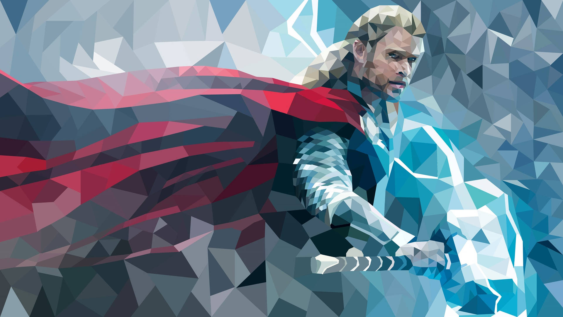 A Polygon Art Of Thor Superhero Background