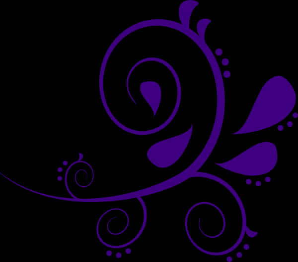 A Purple Swirly Design On A Black Background PNG