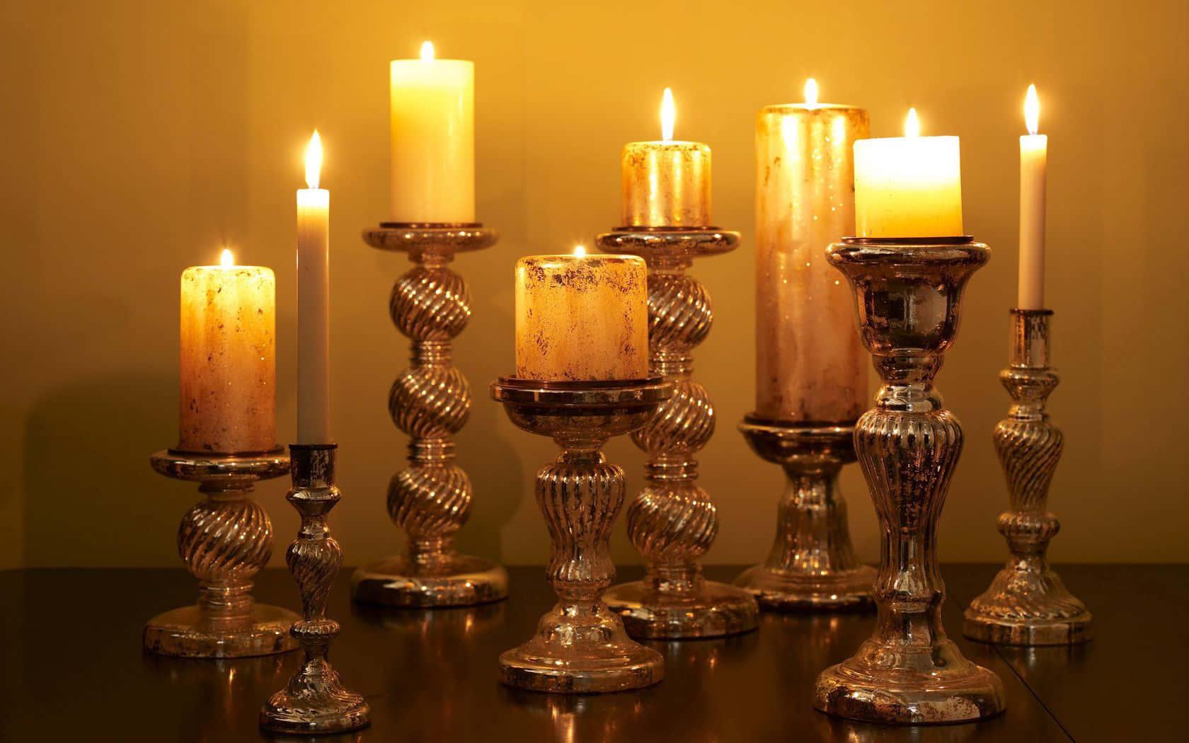 A Romantic Evening With Aromatic Candles Wallpaper