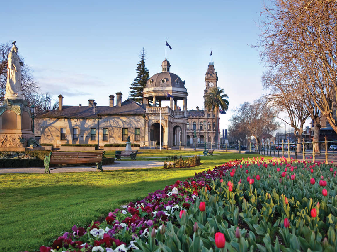 Een Schilderachtig Uitzicht Op Bendigo Stad Achtergrond