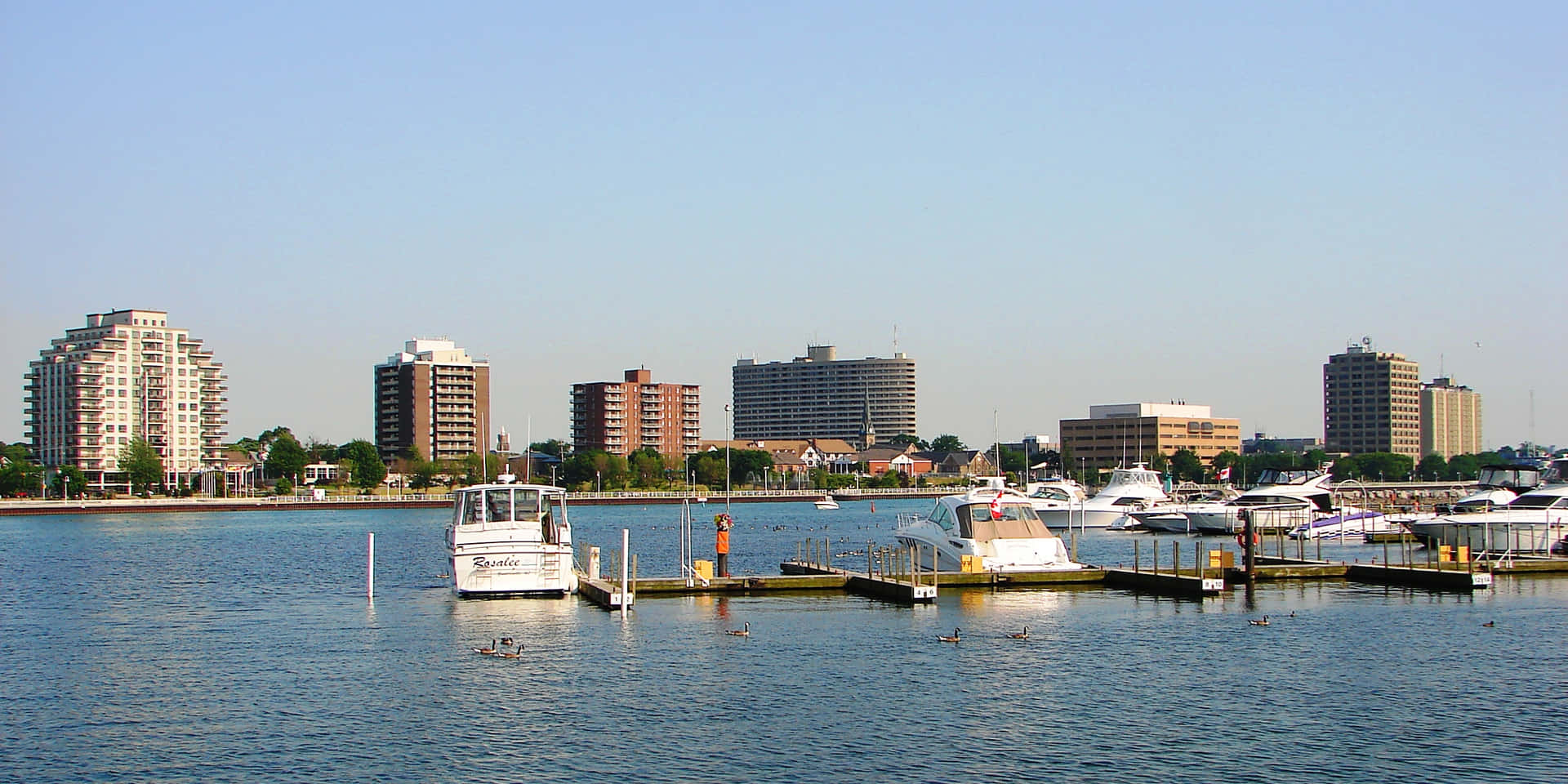 A Scenic View Of The Sarnia Waterfront At Sunset Wallpaper