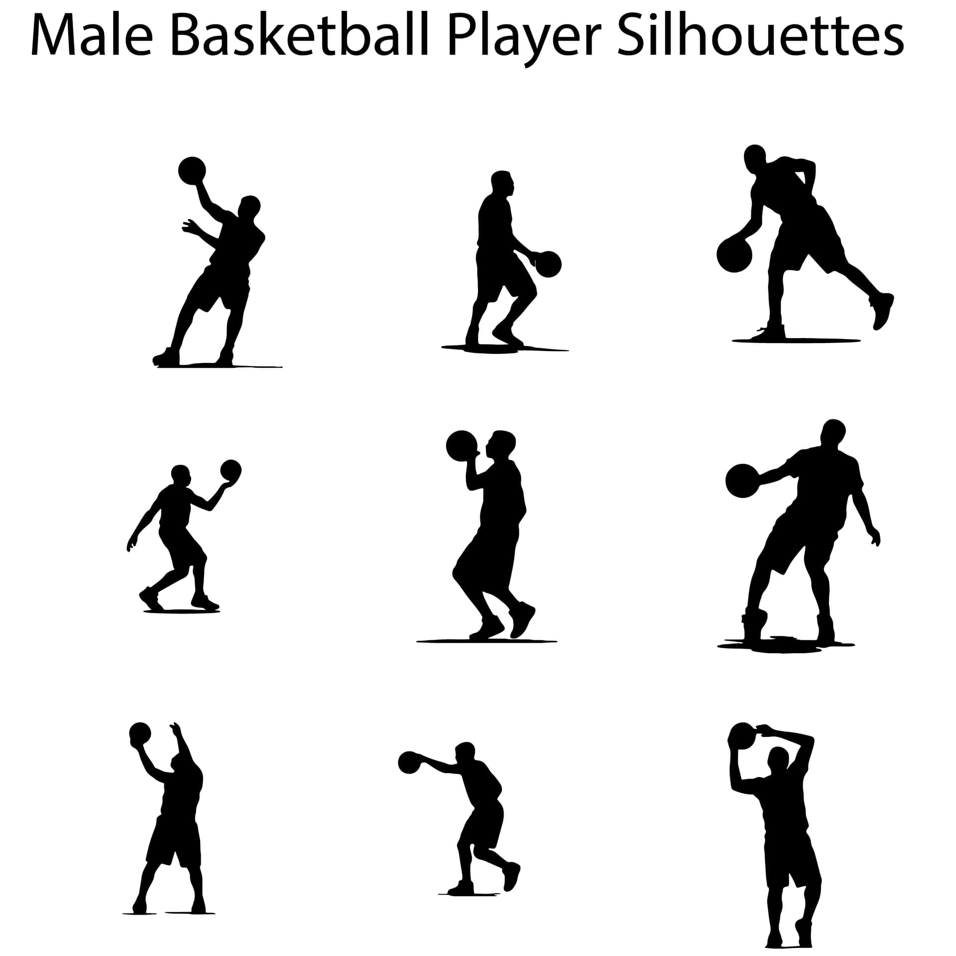 A Set Of Basketball Player Posess Silhoutte Vector Pack Wallpaper