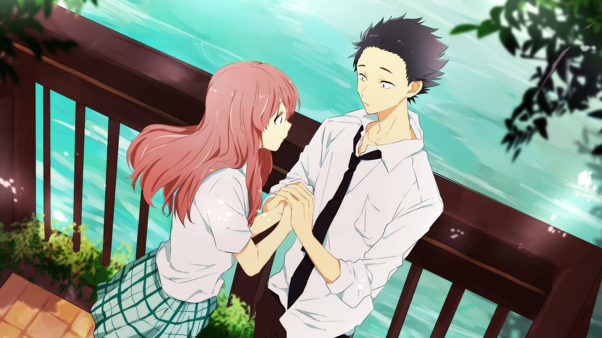 A Silent Voice Couple Holding Hands Background
