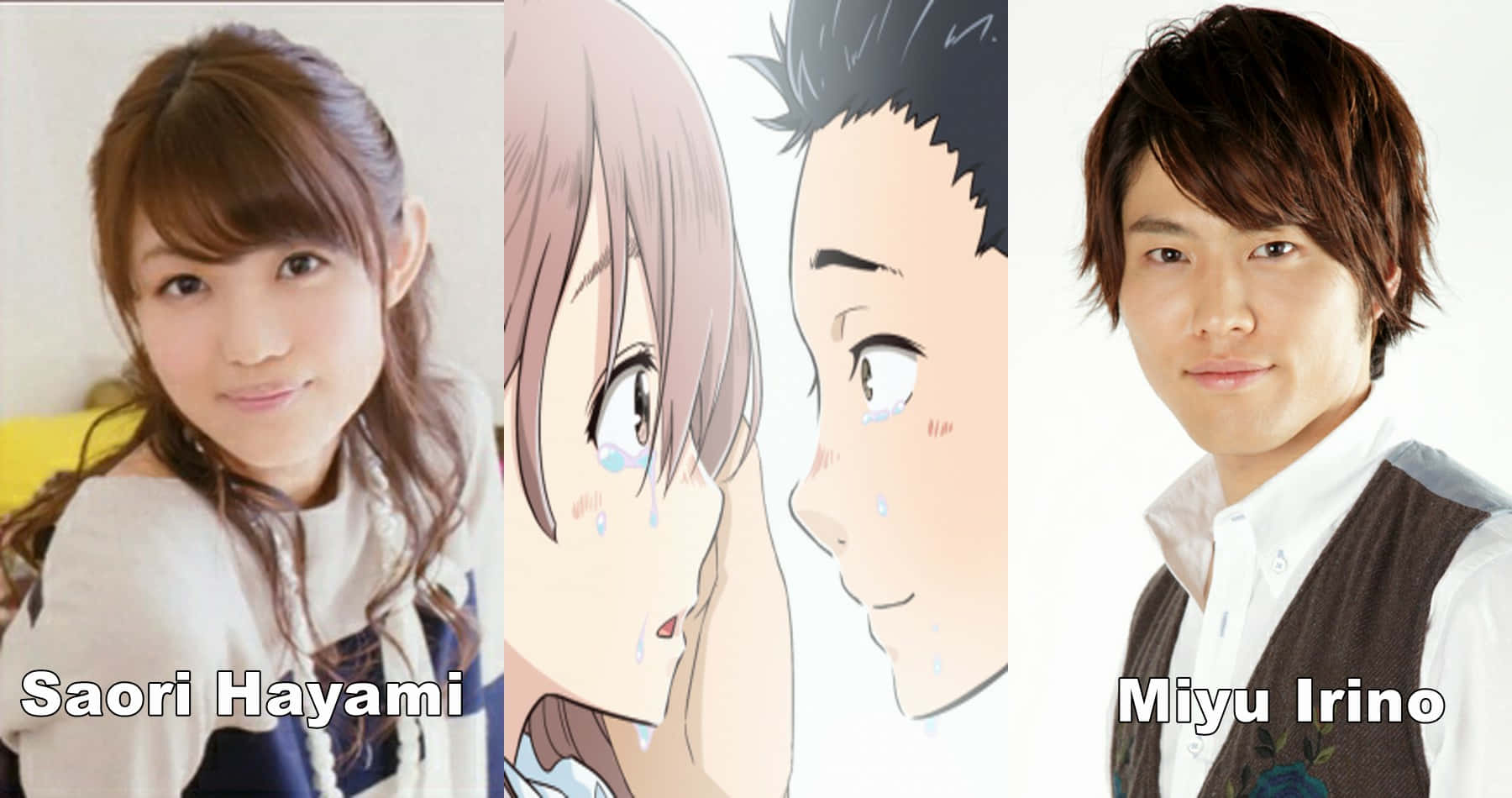 En gruppe af anime-karakterer med deres ansigter på tapetet