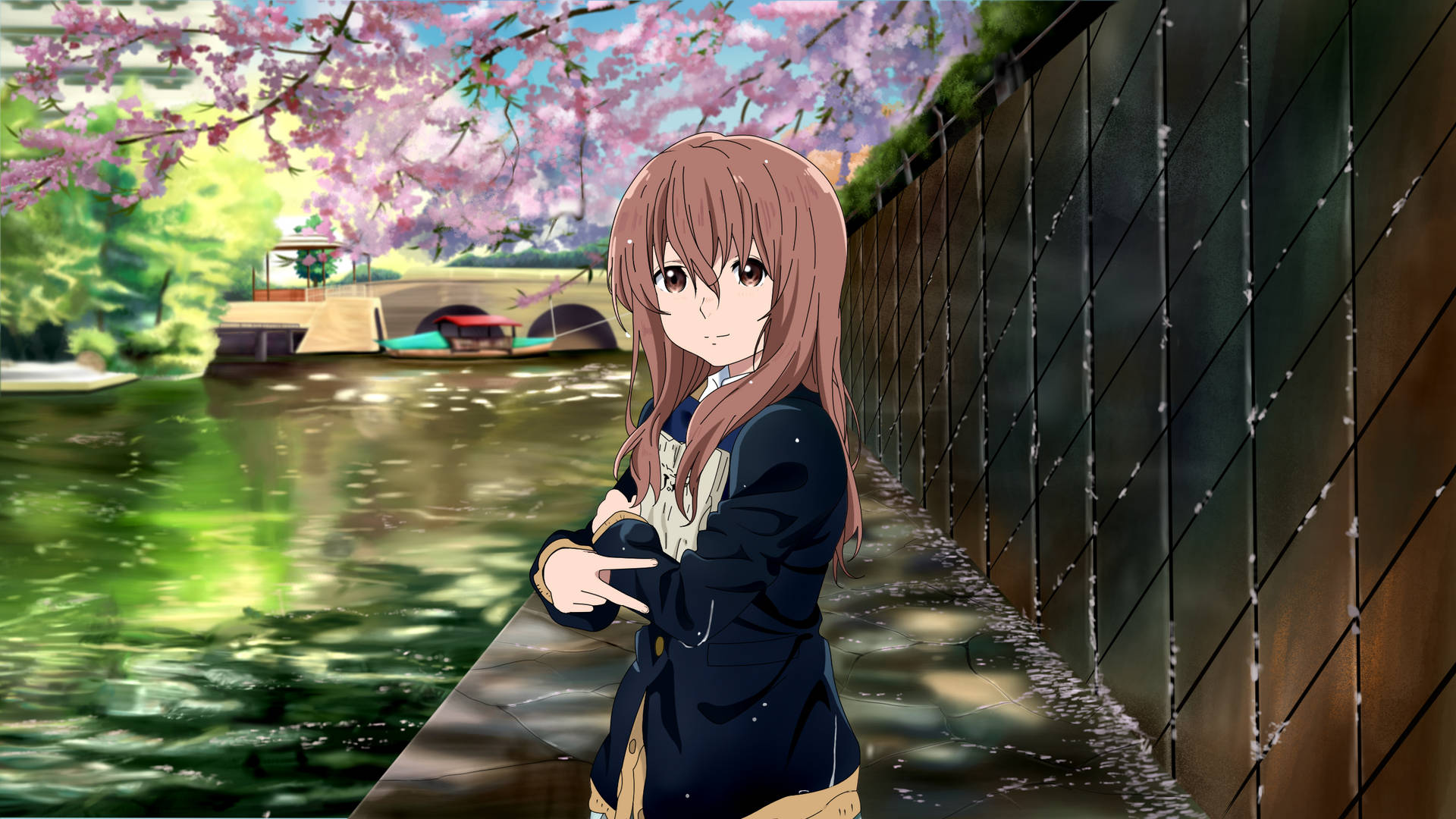 A Silent Voice Shouko At Creek Background