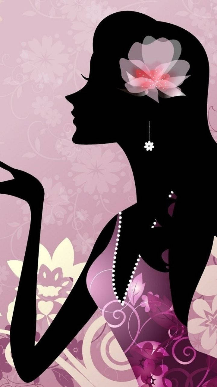 A Silhouette Lady Digital Cartoon Wallpaper