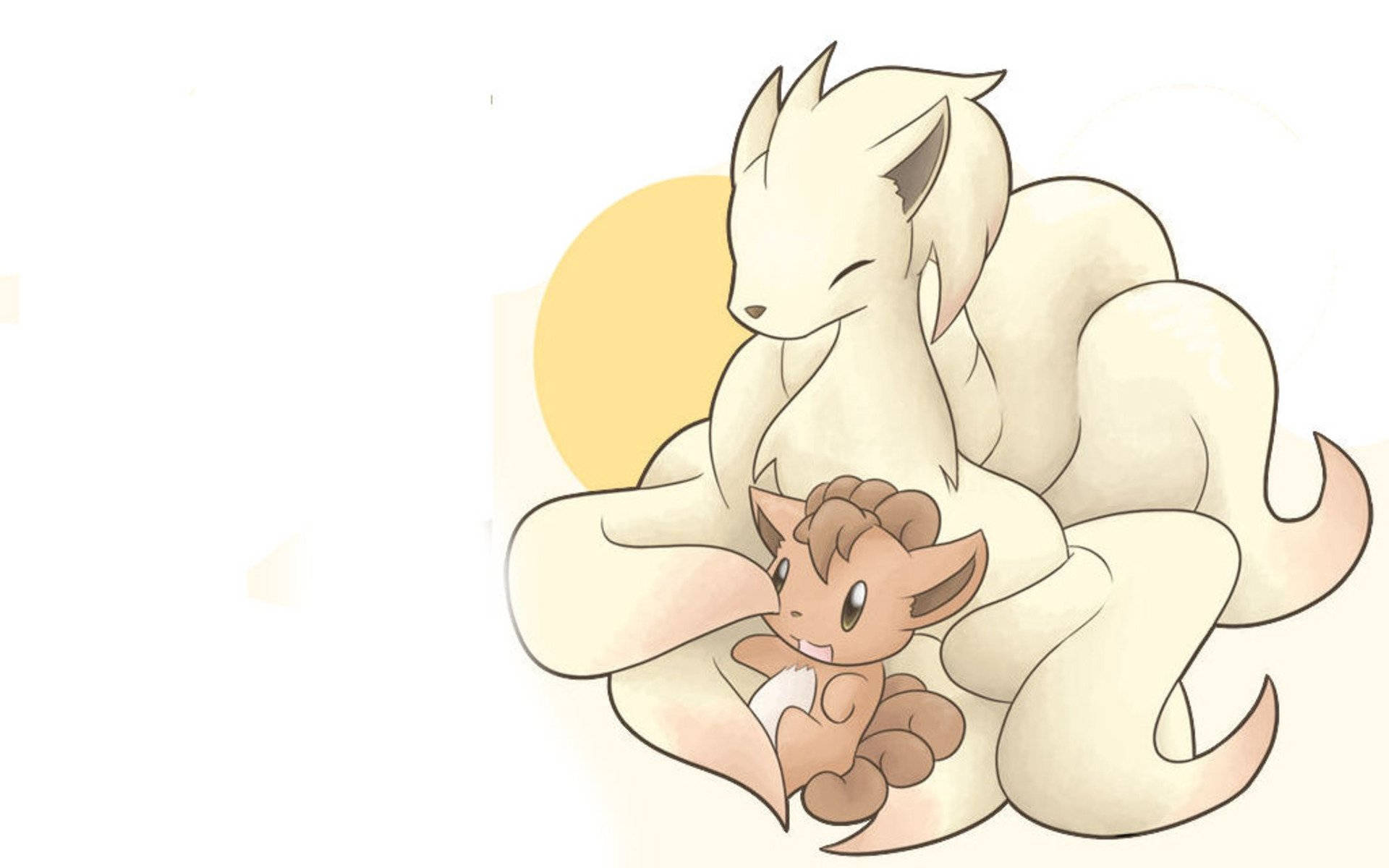 A Simple Drawing Of Ninetales And Vulpix Background