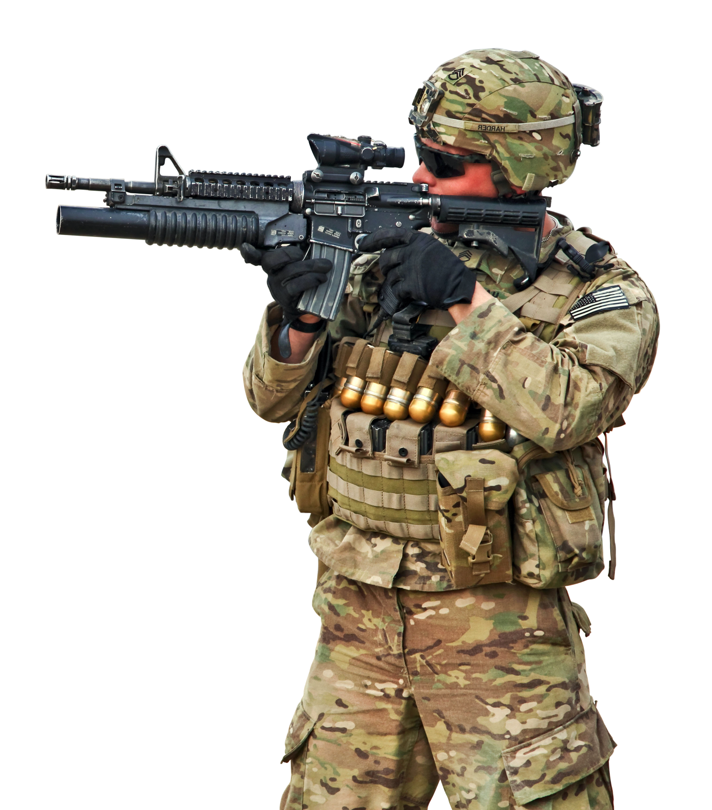 A Soldier In Camouflage Holding A Gun PNG