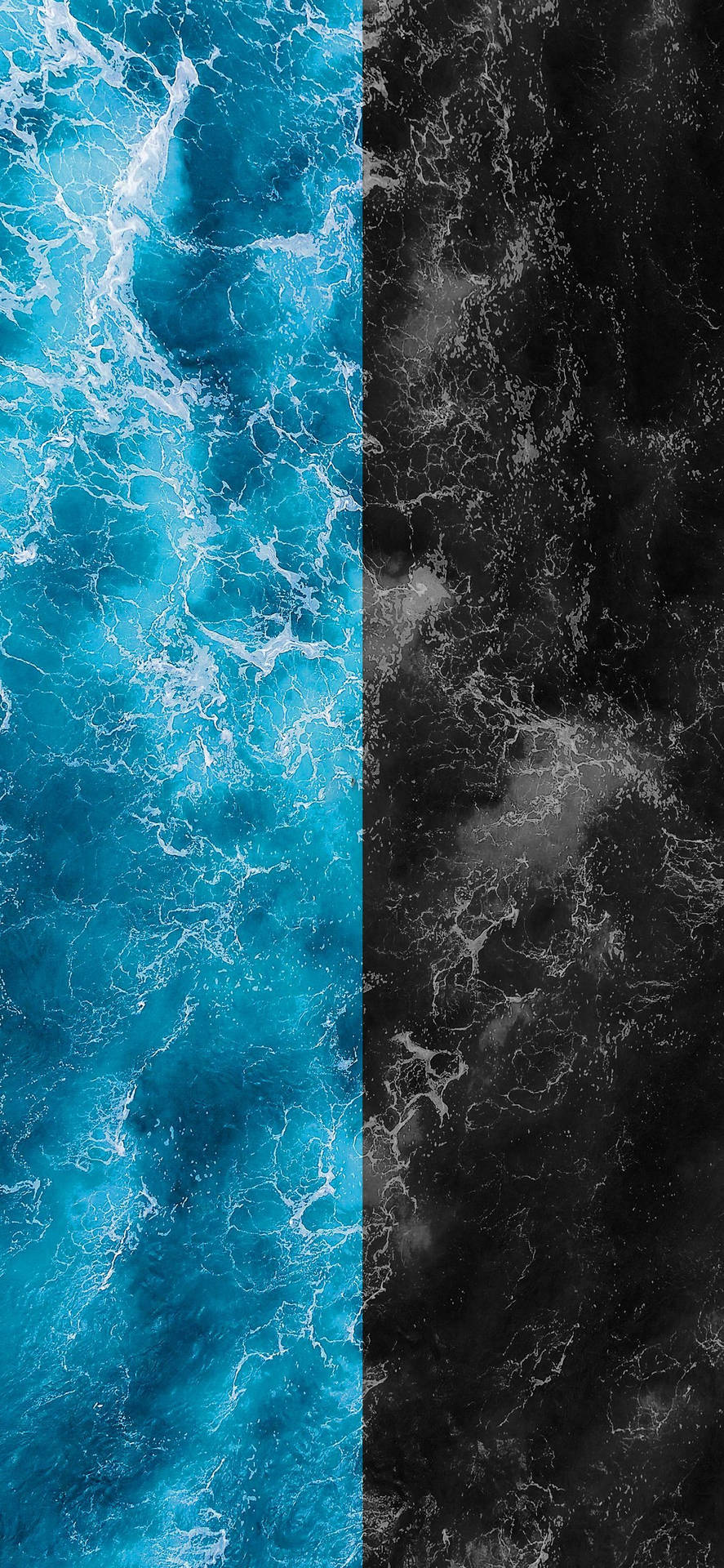 A Split Of Blue And Black Oceans Wallpaper