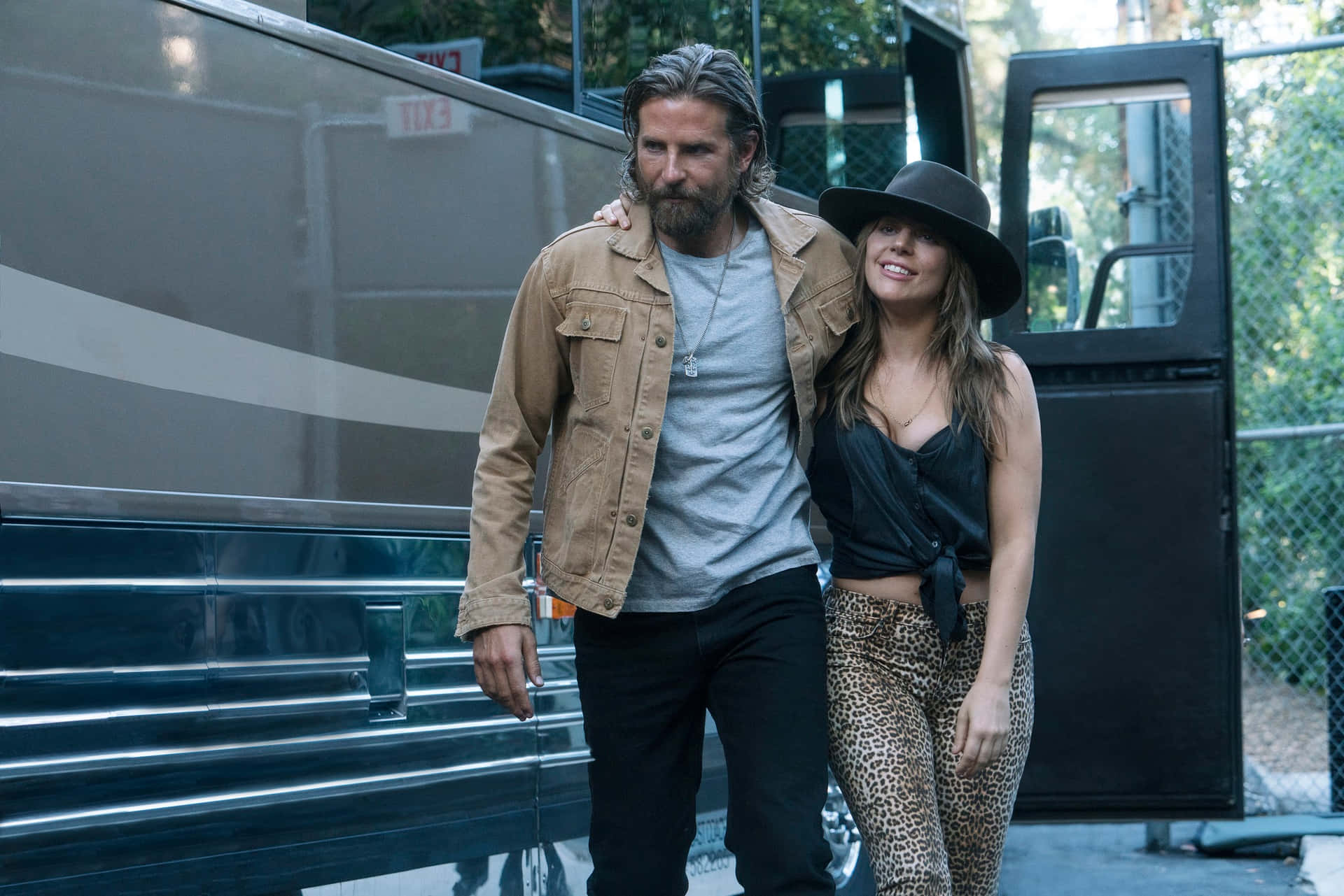 A Still From The Movie A Star Is Born: Bradley Cooper And Lady Gaga In A Poignant Moment Wallpaper
