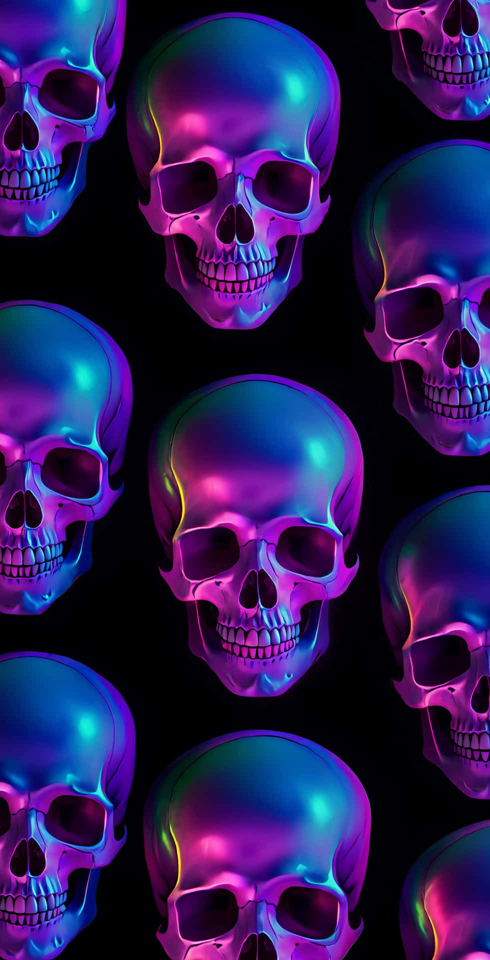 A Striking Digital Illustration Featuring Multiple Neon-colored Skulls Arranged In A Perfect Grid. E Wallpaper