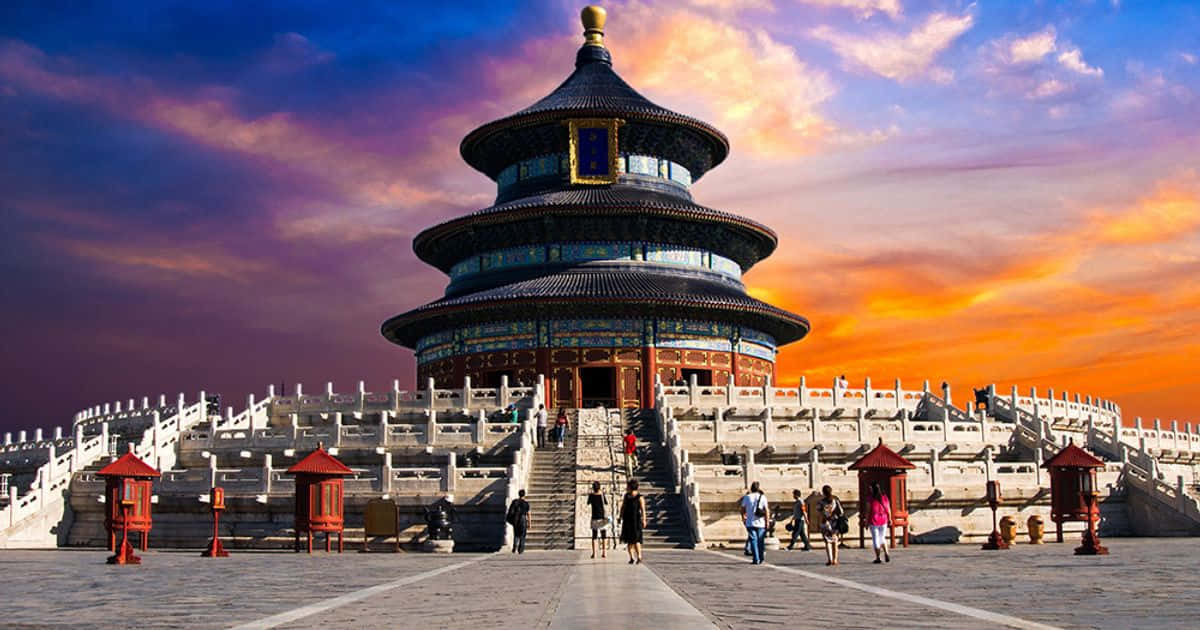 A Stunning Colorful Sky Above The Temple Of Heaven Wallpaper