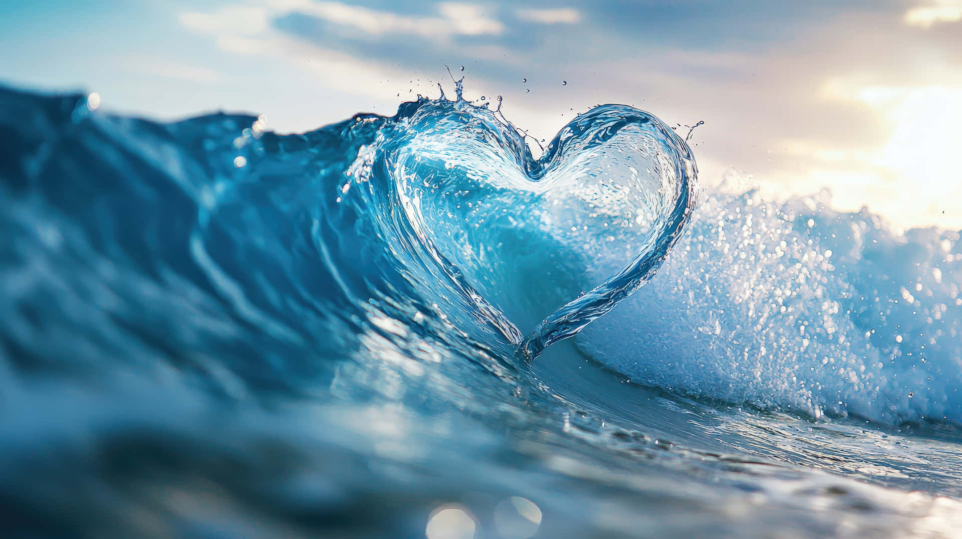 A Stunning Ocean Wave Forms A Heart Shape As It Splashes, Symbolizing Love And Nature Wallpaper