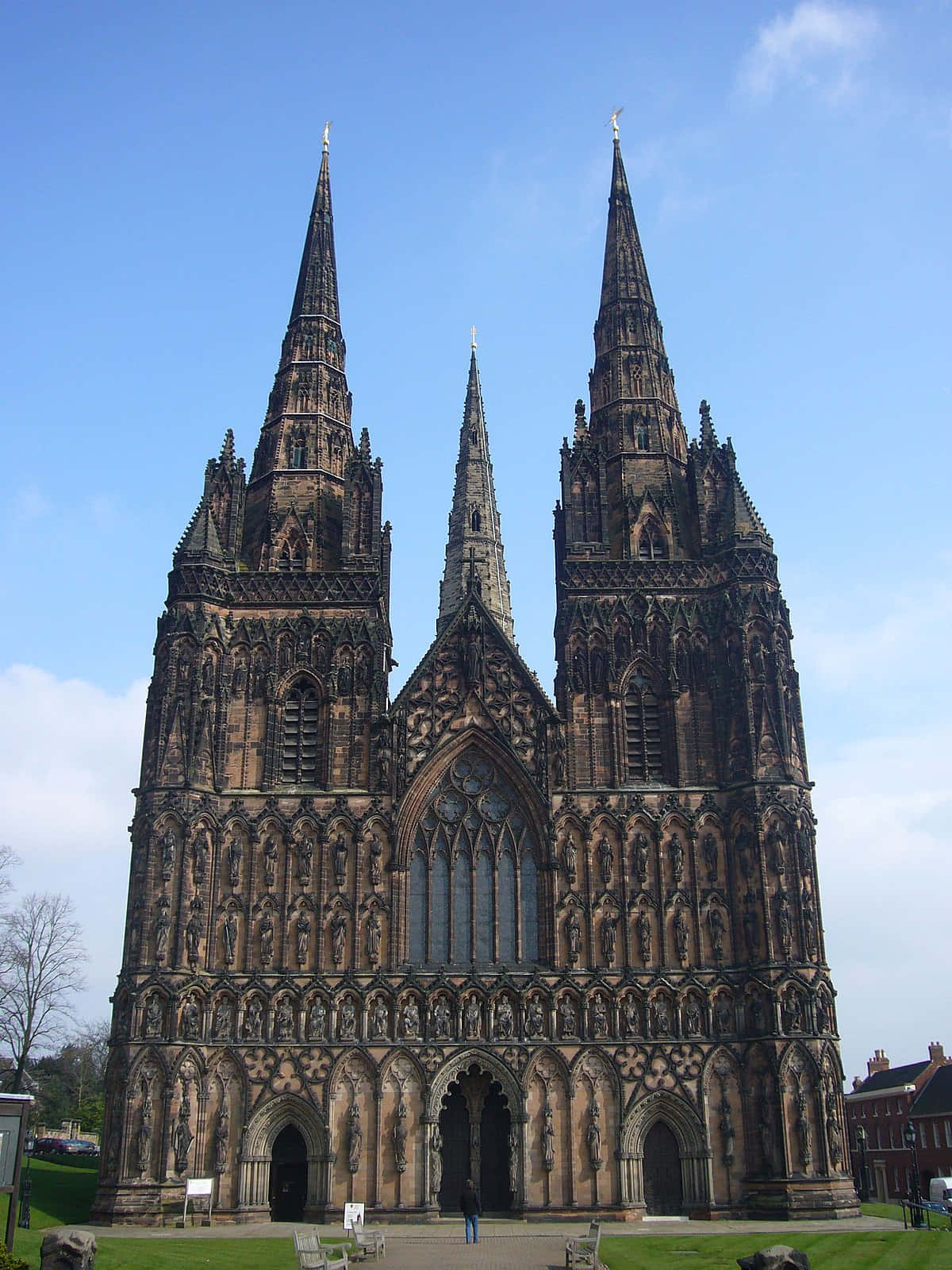 A Stunning View Of Lichfield Cathedral Wallpaper