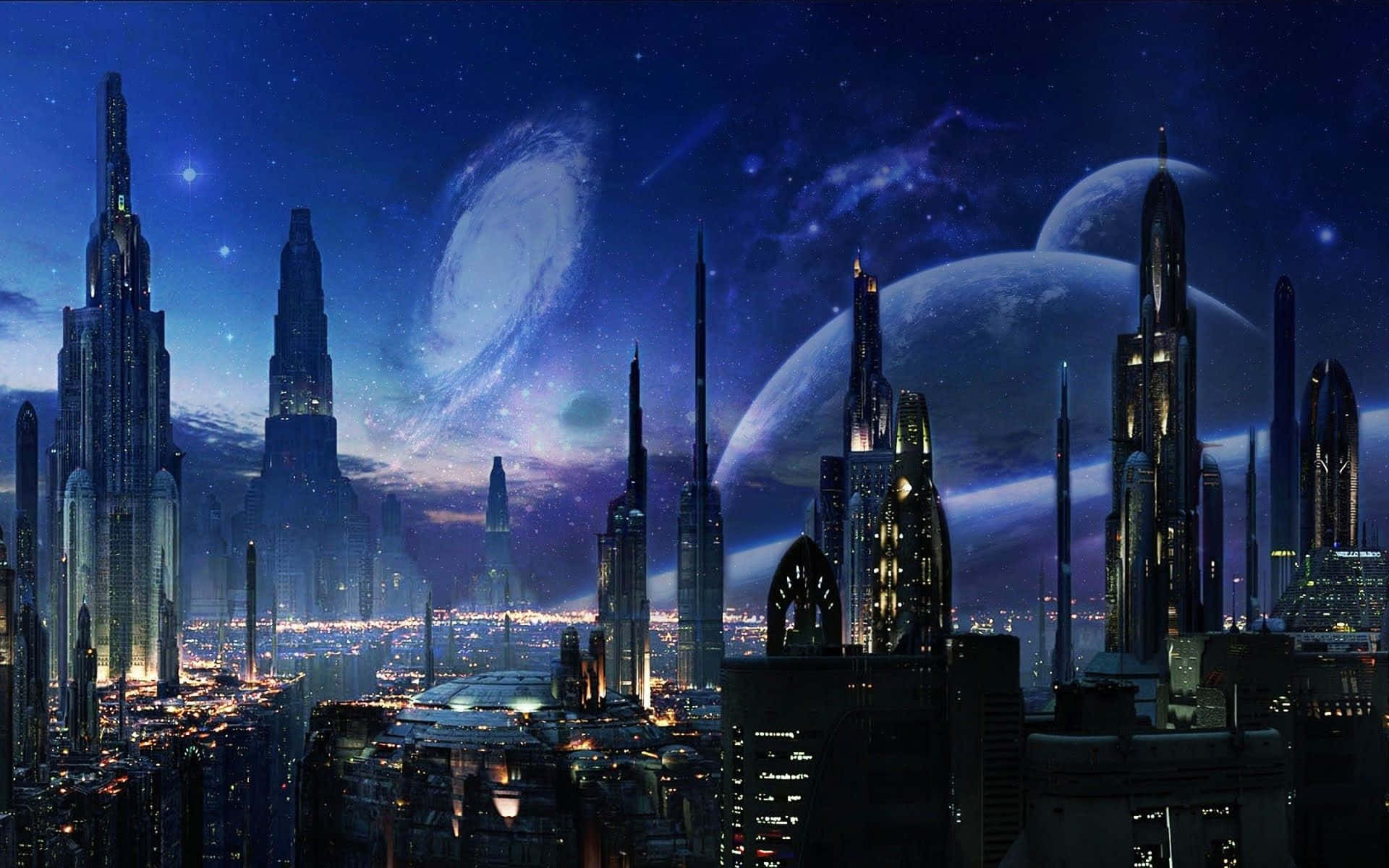 A Stunning View Of Space City Wallpaper